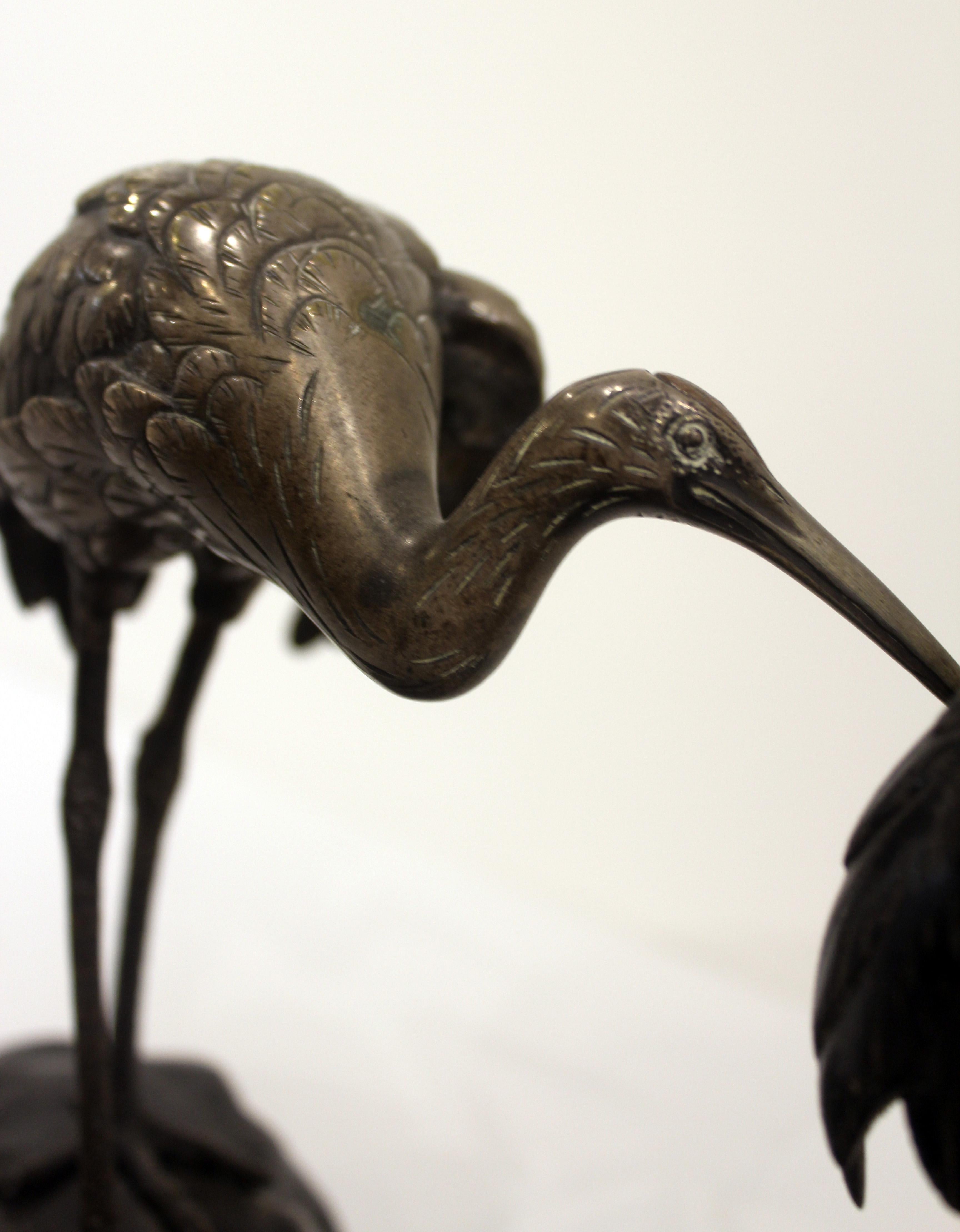 19th Century Japanese Bronze Cranes For Sale 4