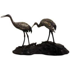 19th Century Japanese Bronze Cranes