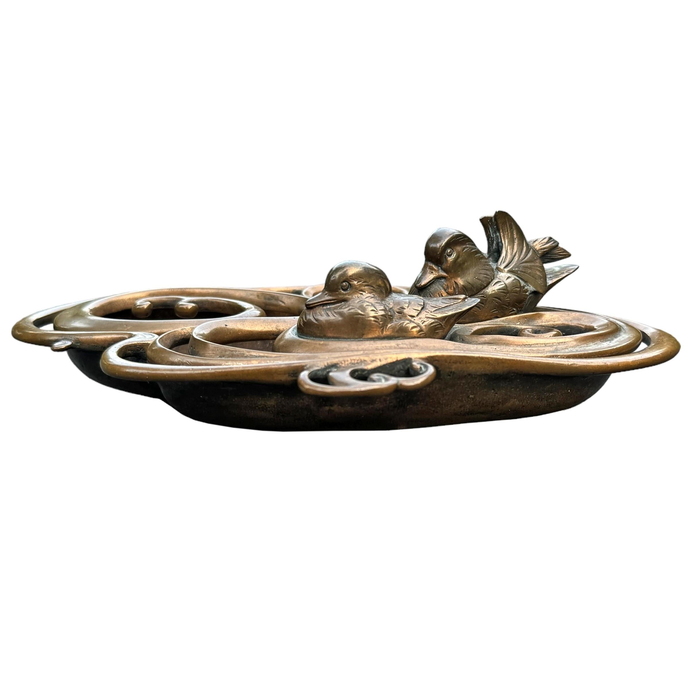 Meiji 19th Century Japanese Bronze Duck Incense Burner