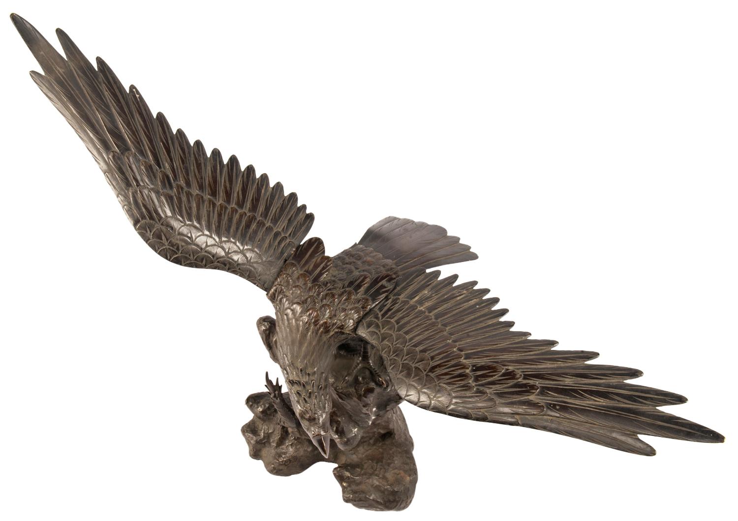 19th Century, Japanese Bronze Eagle In Good Condition In Brighton, Sussex