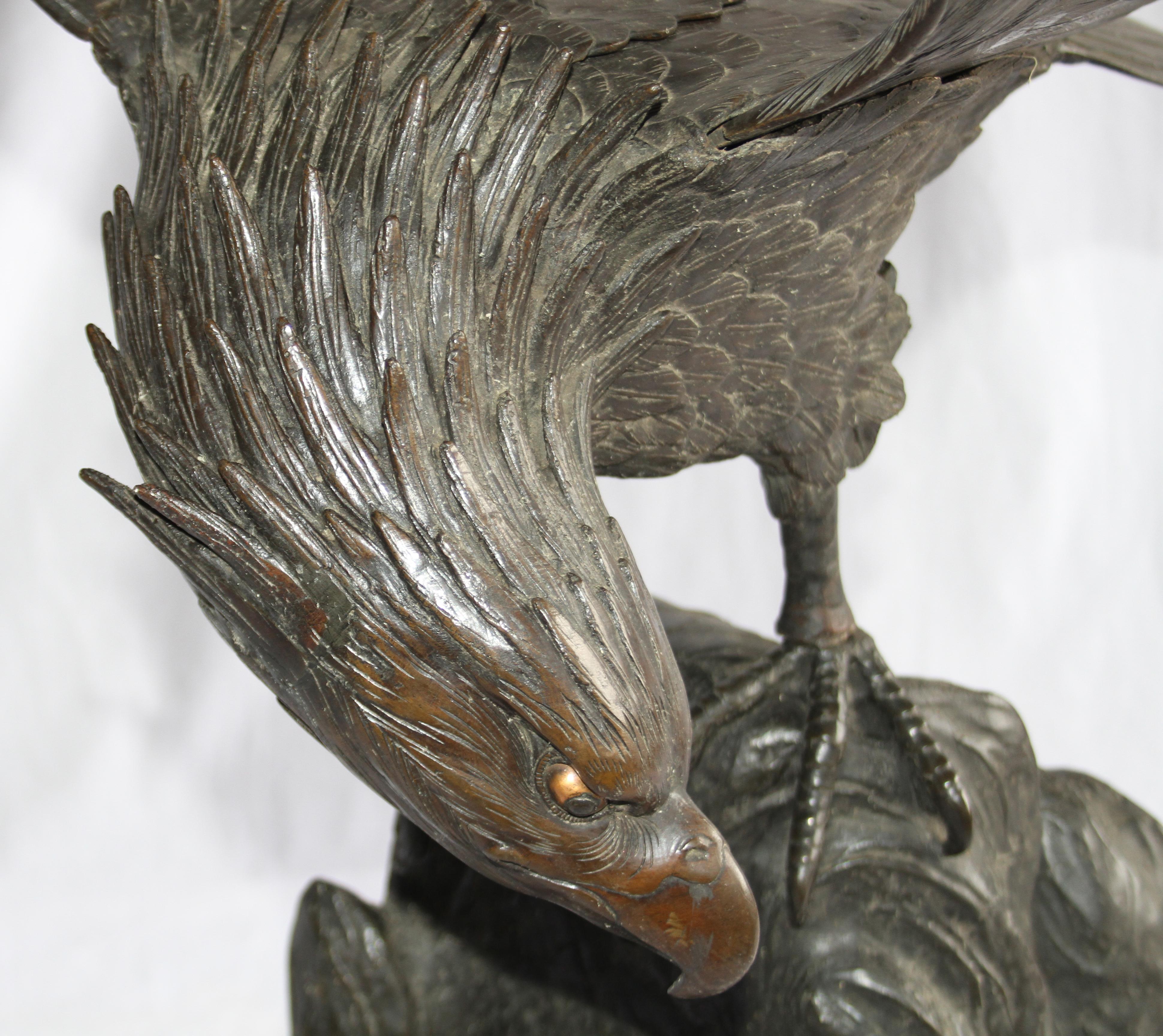 19th Century Japanese Bronze Eagle Meiji Period For Sale 3