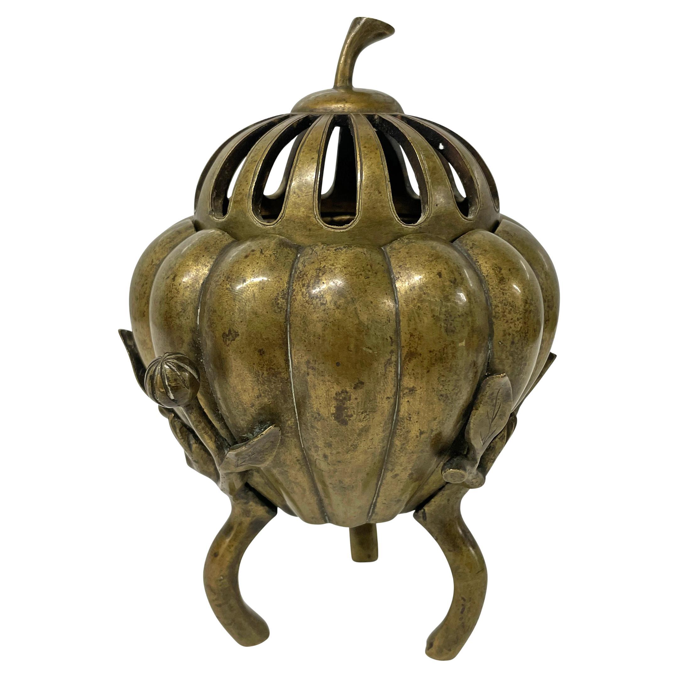 19th Century Japanese Bronze Gourd Incense Burner
