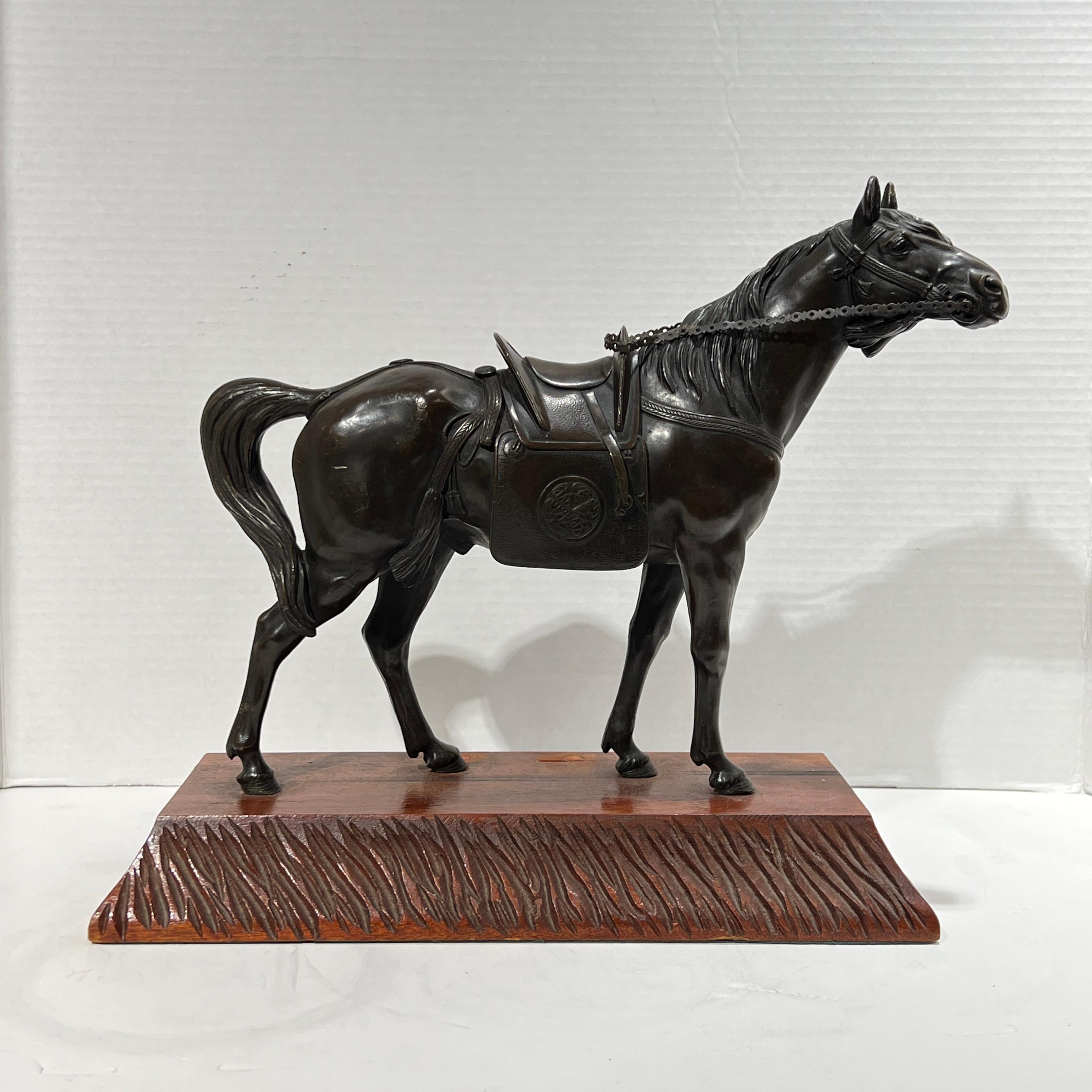 19th Century Japanese Bronze Horse Sculpture In Good Condition For Sale In New York, NY