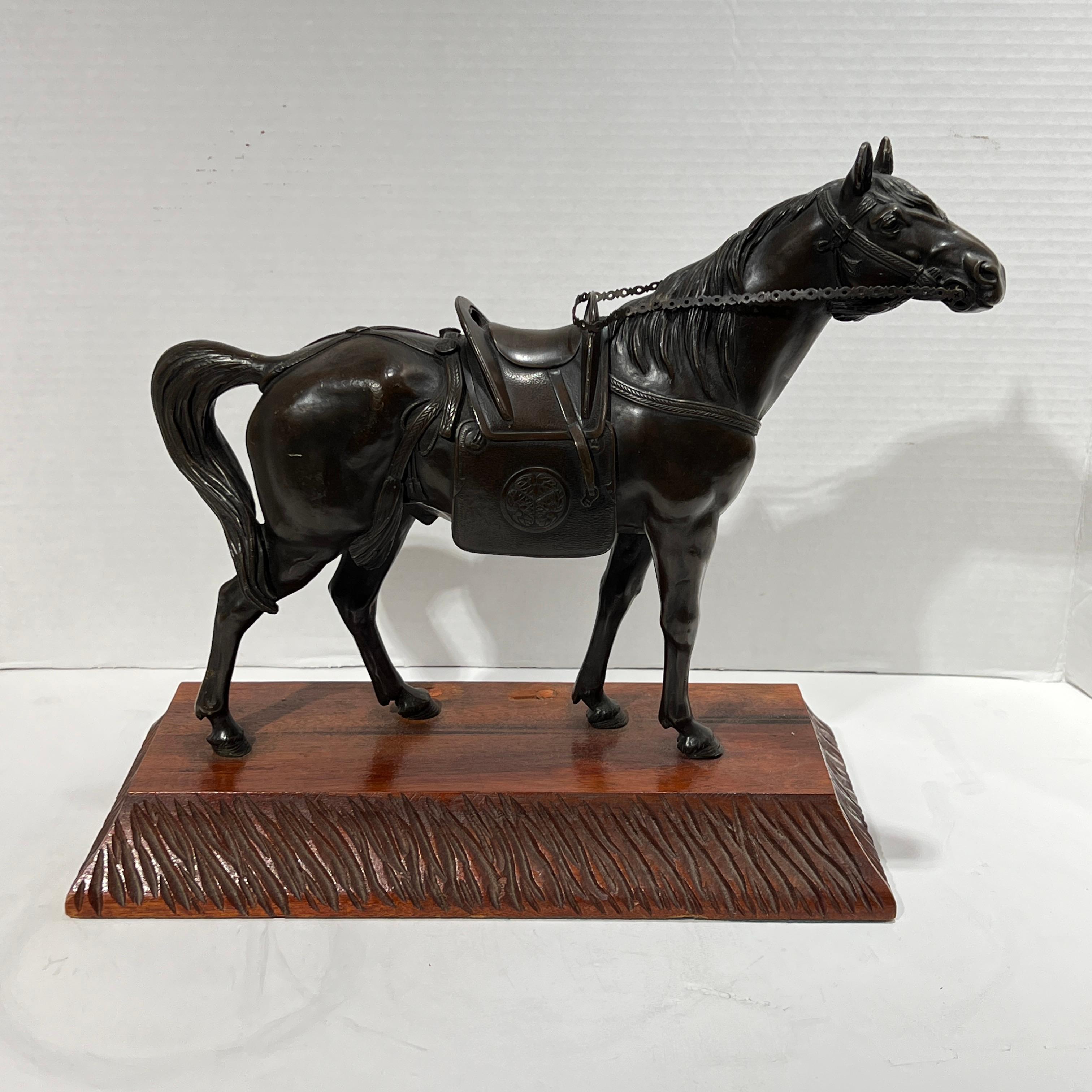 19th Century Japanese Bronze Horse Sculpture For Sale 1