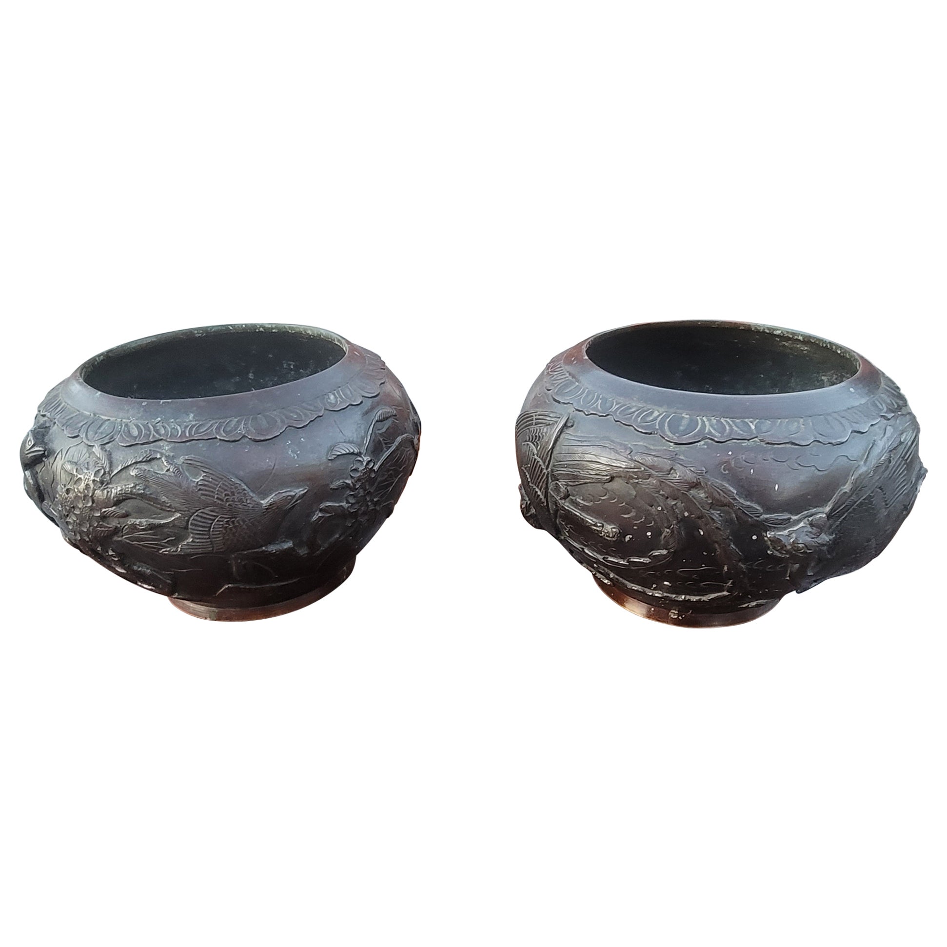 19th Century Japanese Bronze Planters Jardinieres