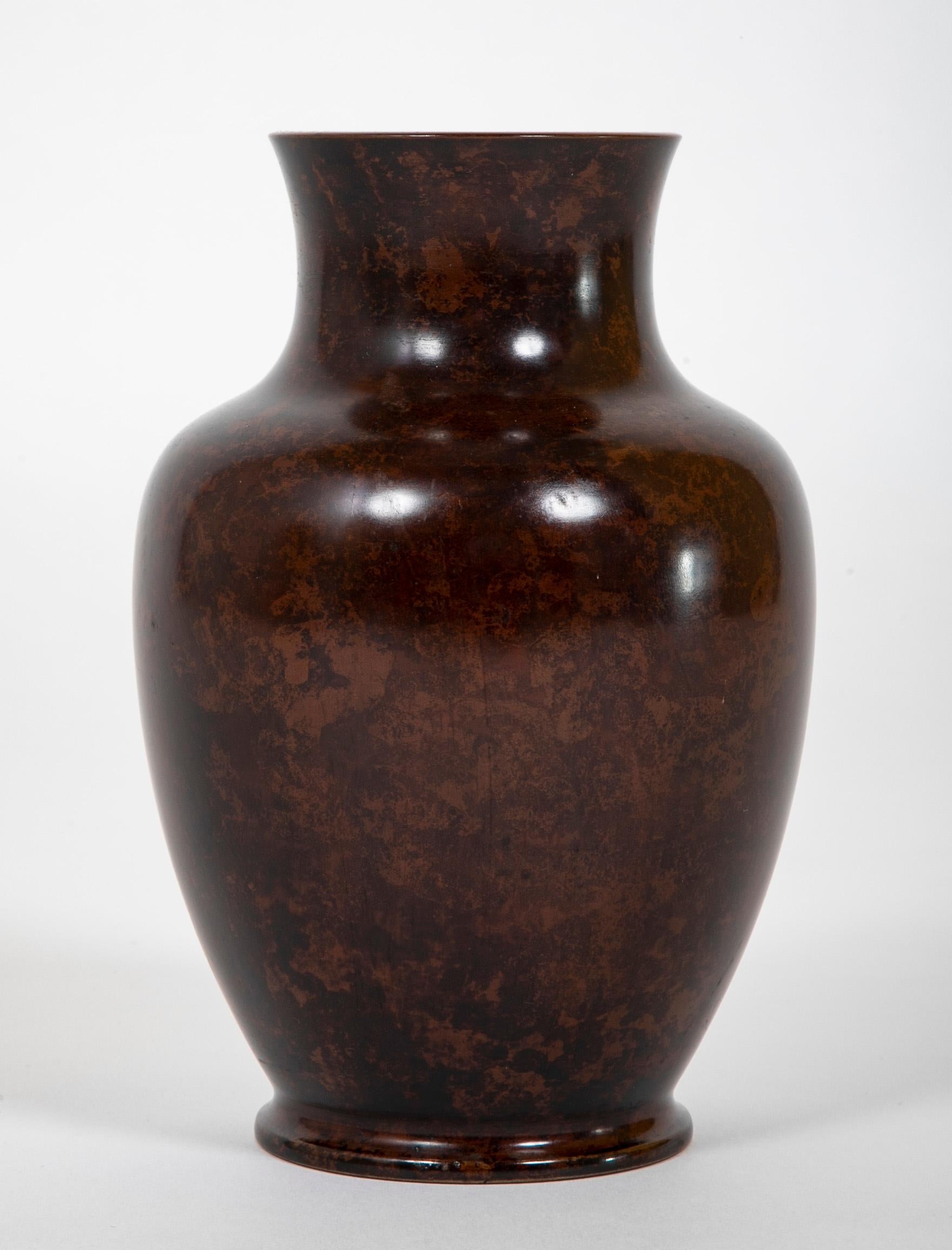 Patinated 19th Century Japanese Bronze Vase For Sale