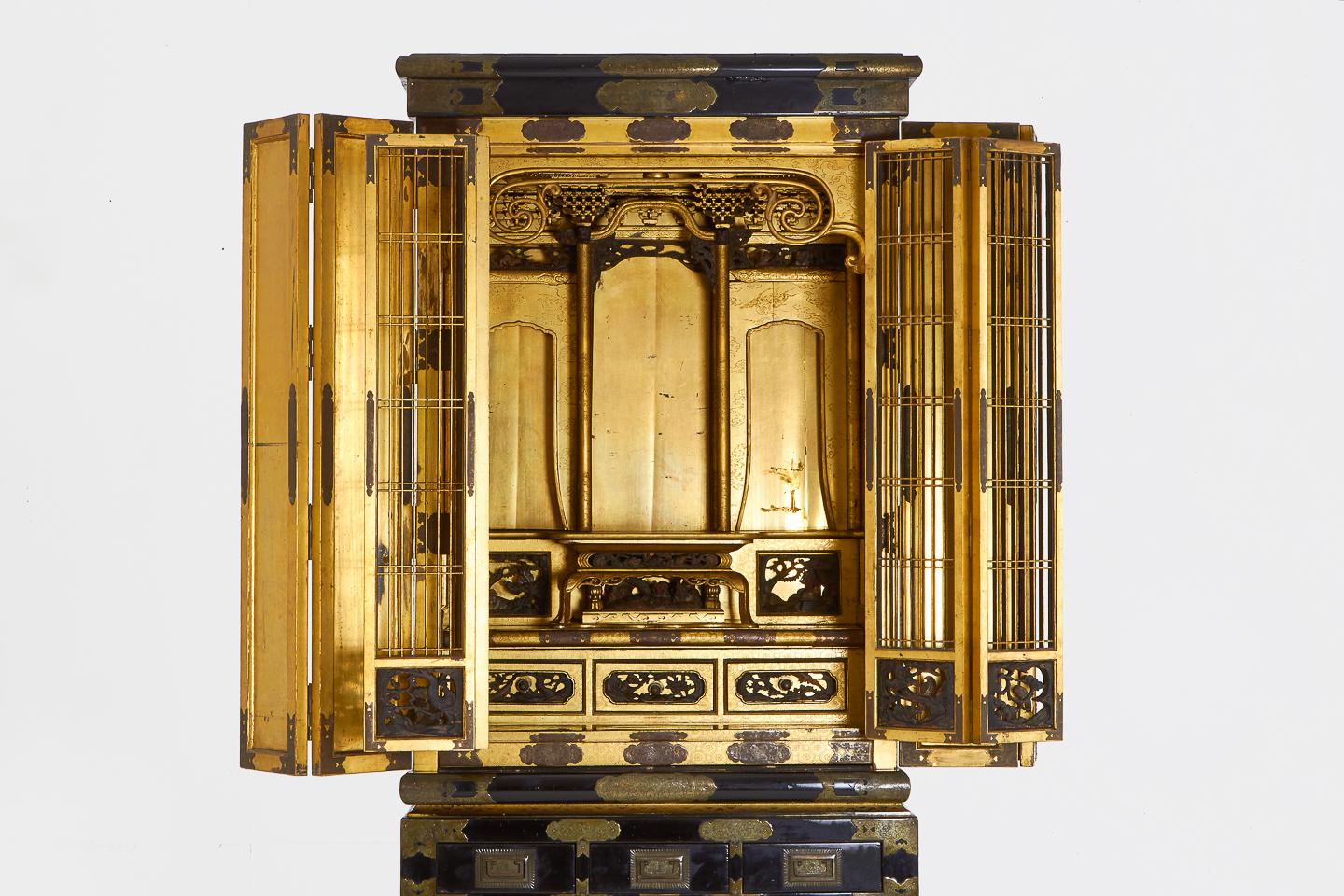 Brass 19th Century Japanese Butsudan Cabinet