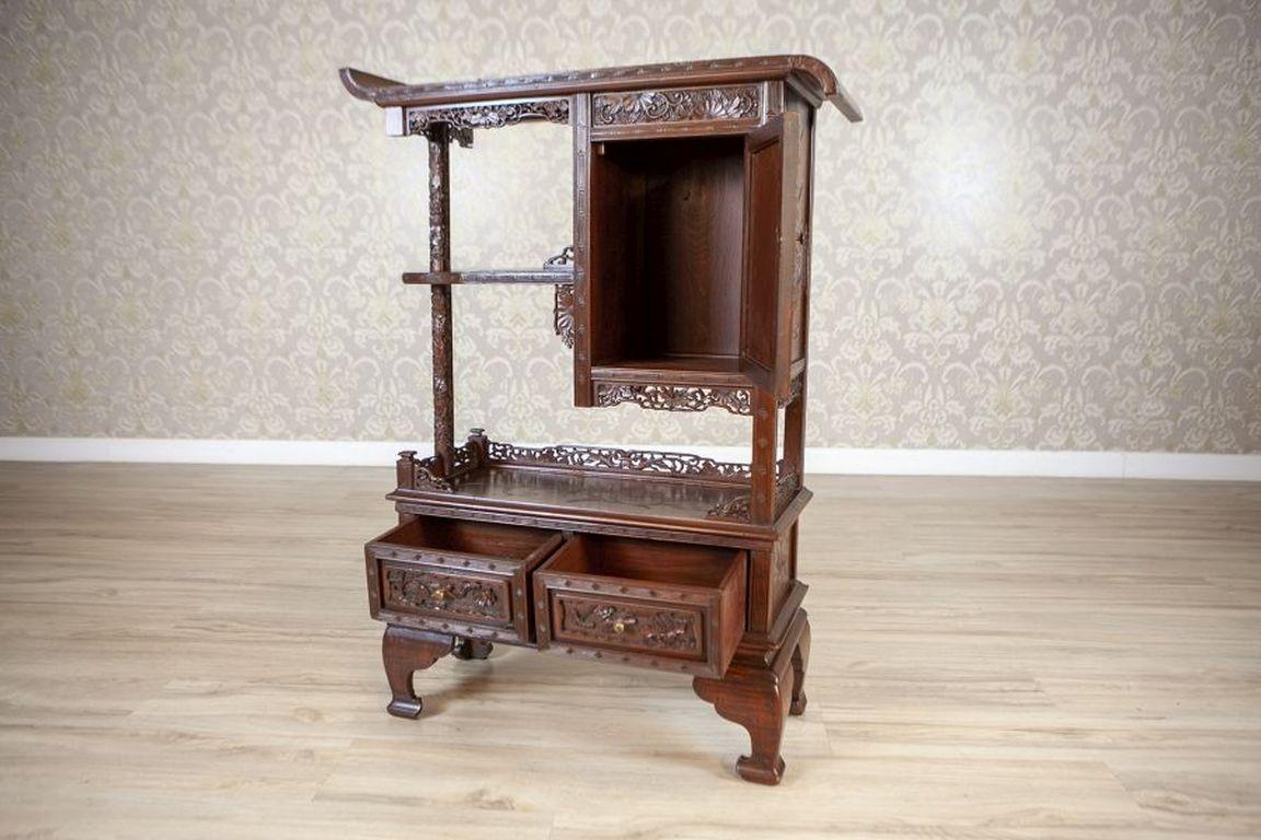Appliqué Armadio giapponese del XIX secolo in legno esotico di colore marrone in vendita
