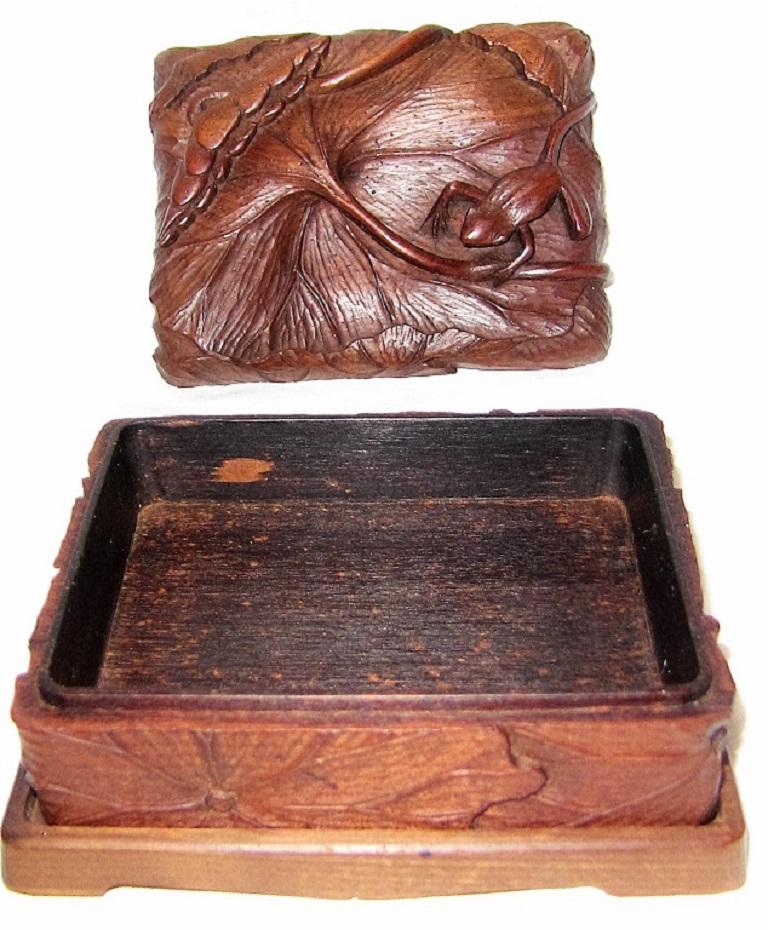 japanese carved wooden box