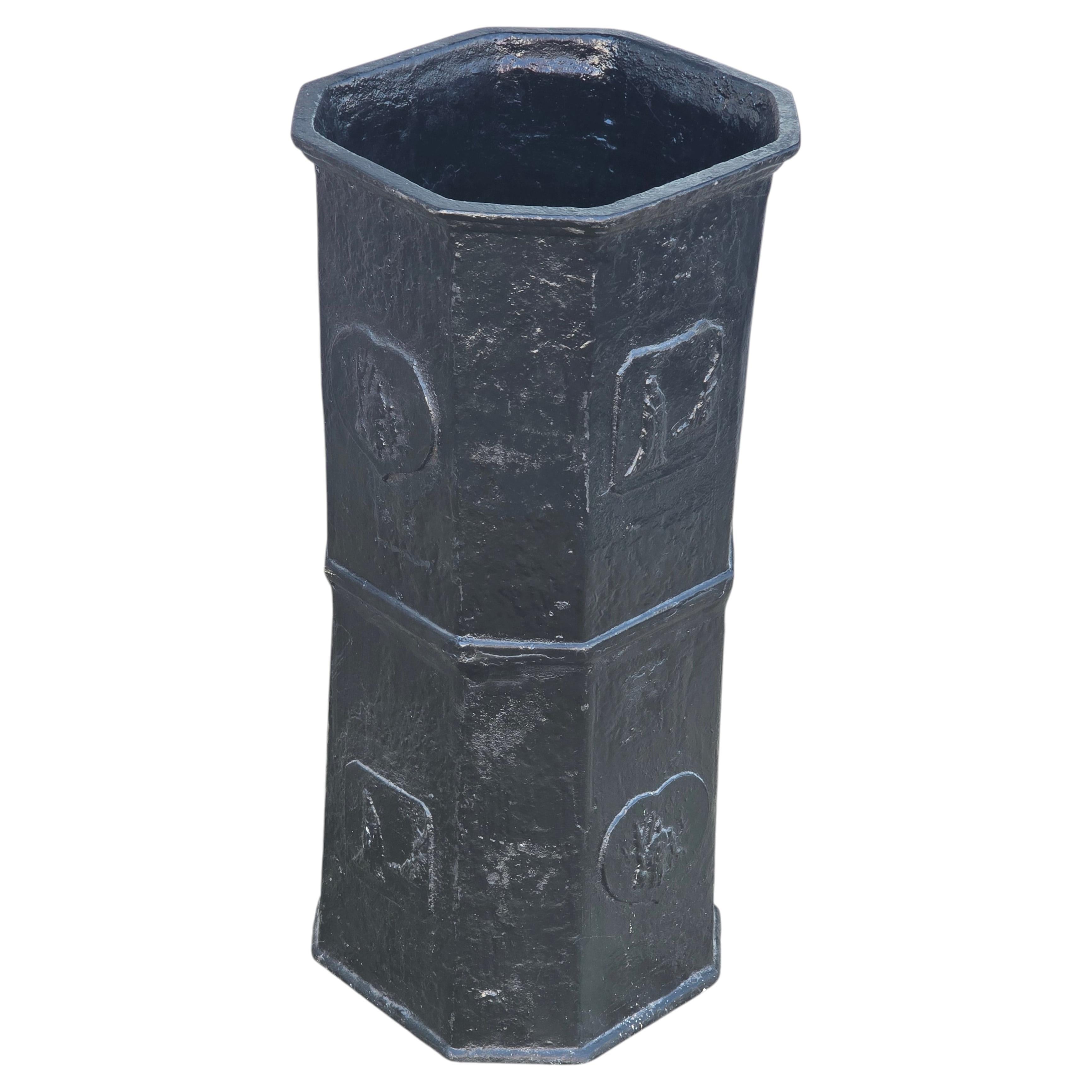19th Century Japanese Cast Iron Octagonal Cane or Umbrella Stand For Sale