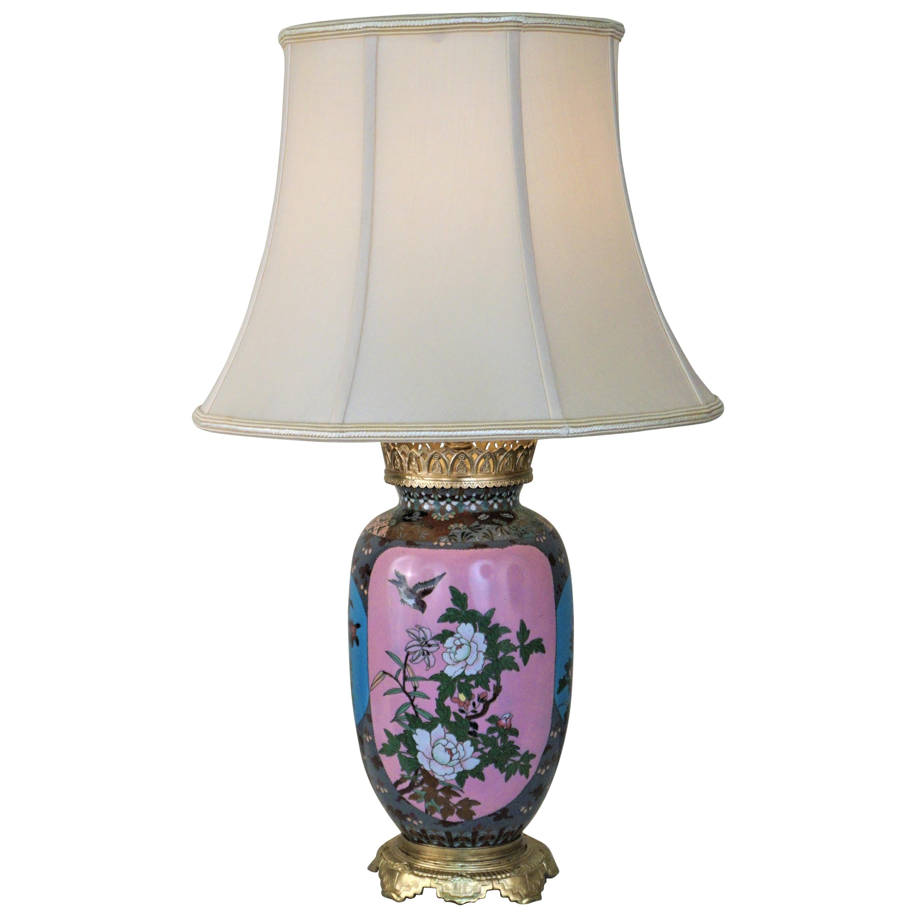 19th Century Japanese Cloisonné and Bronze Table Lamp