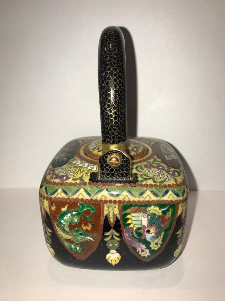 Enameled 19th Century, Japanese Cloisonné Enamel Teapot - Meiji Period For Sale