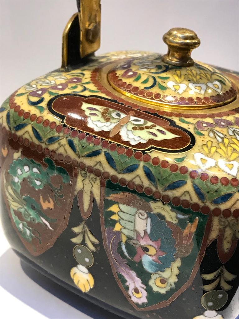 19th Century, Japanese Cloisonné Enamel Teapot Meiji Period For Sale
