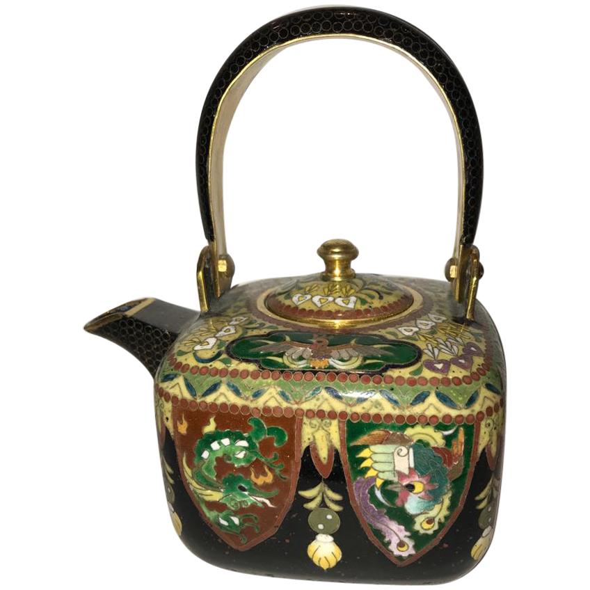 19th Century, Japanese Cloisonné Enamel Teapot - Meiji Period For Sale