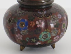 19th Century Japanese Cloisonné Lidded Jar Fine Decoration, Early Meiji Period