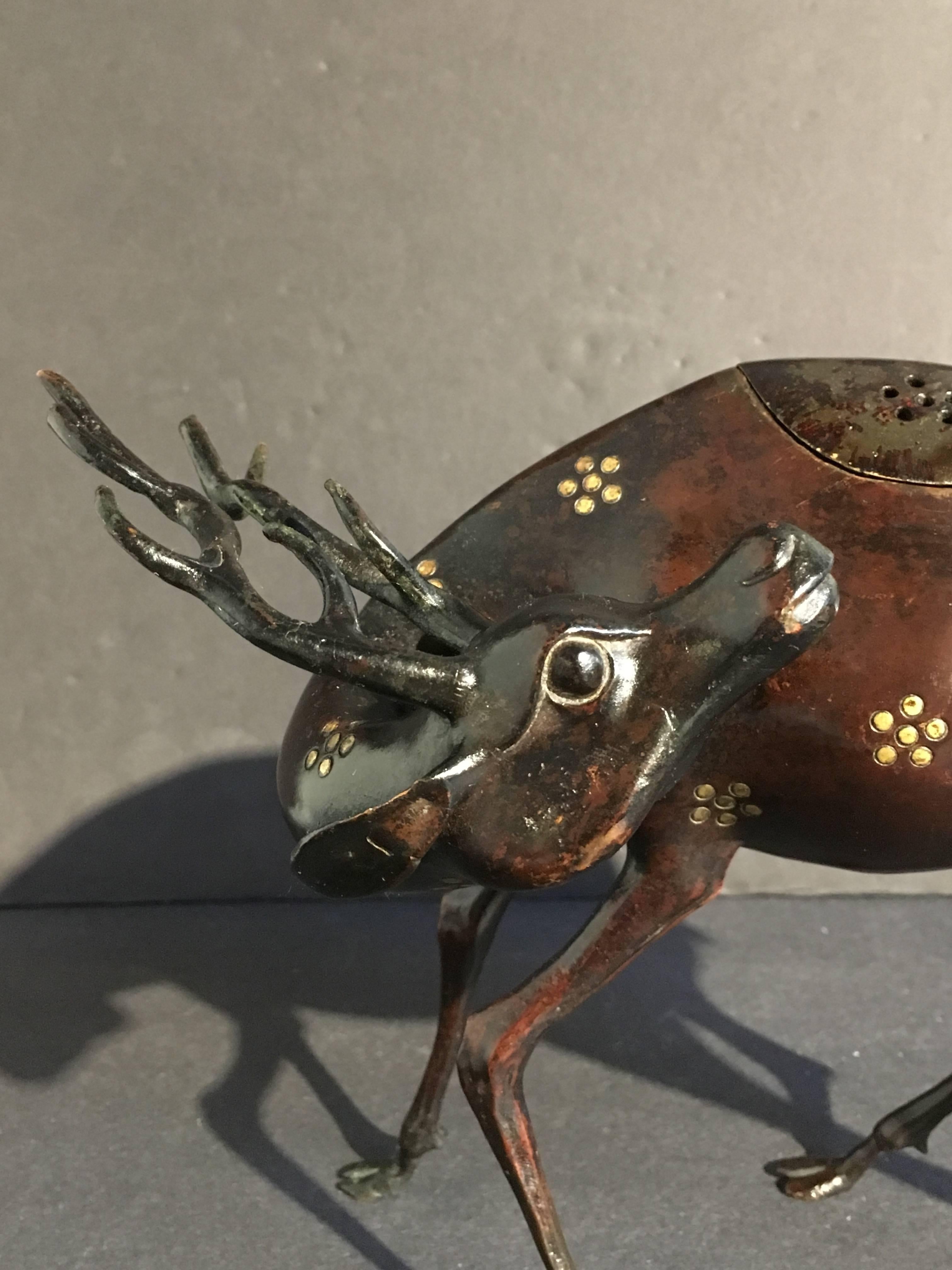 19th Century Japanese Edo Period Deer Form Bronze Censer 7