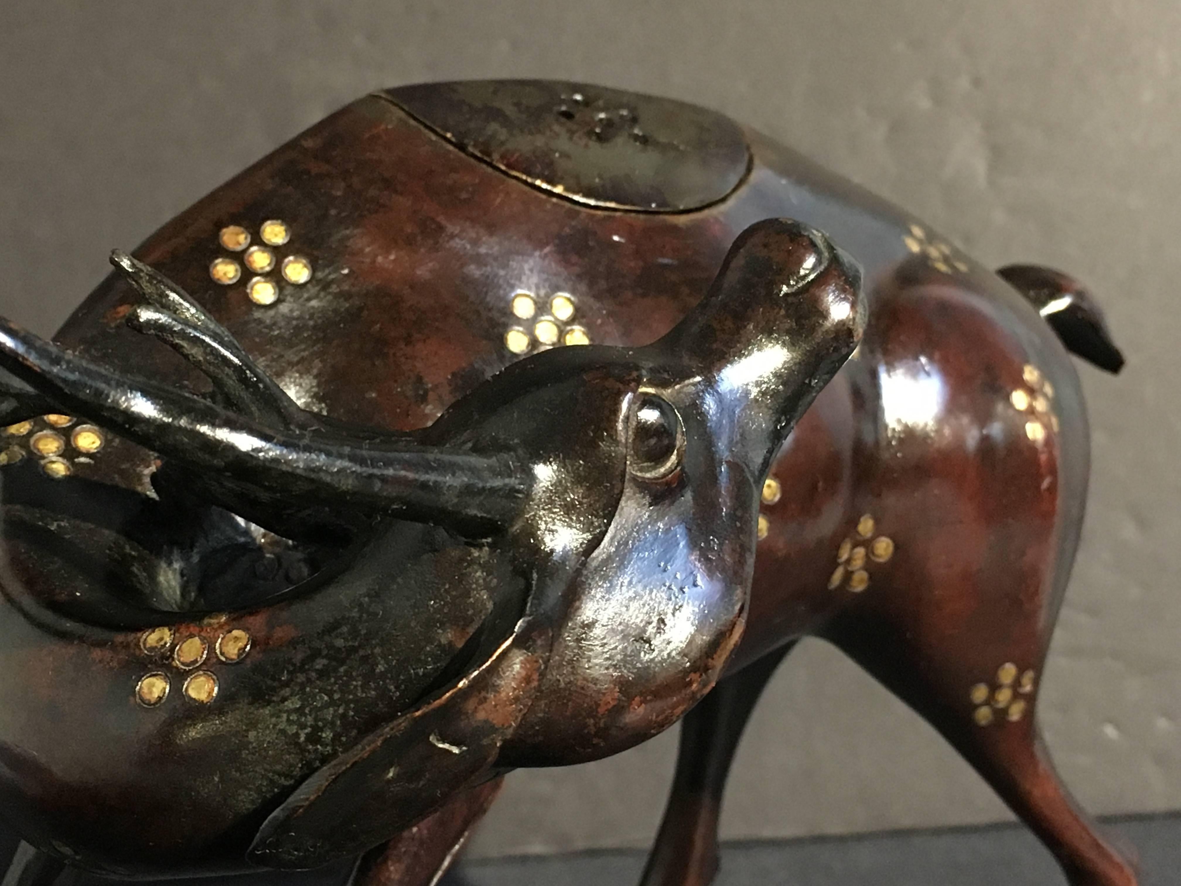 19th Century Japanese Edo Period Deer Form Bronze Censer 1