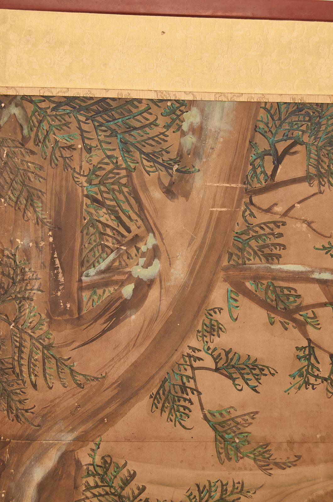 Japanischer Edo-Landschaftsschirm mit sechs Tafeln der Kano-Schule, 19. Jahrhundert im Angebot 9