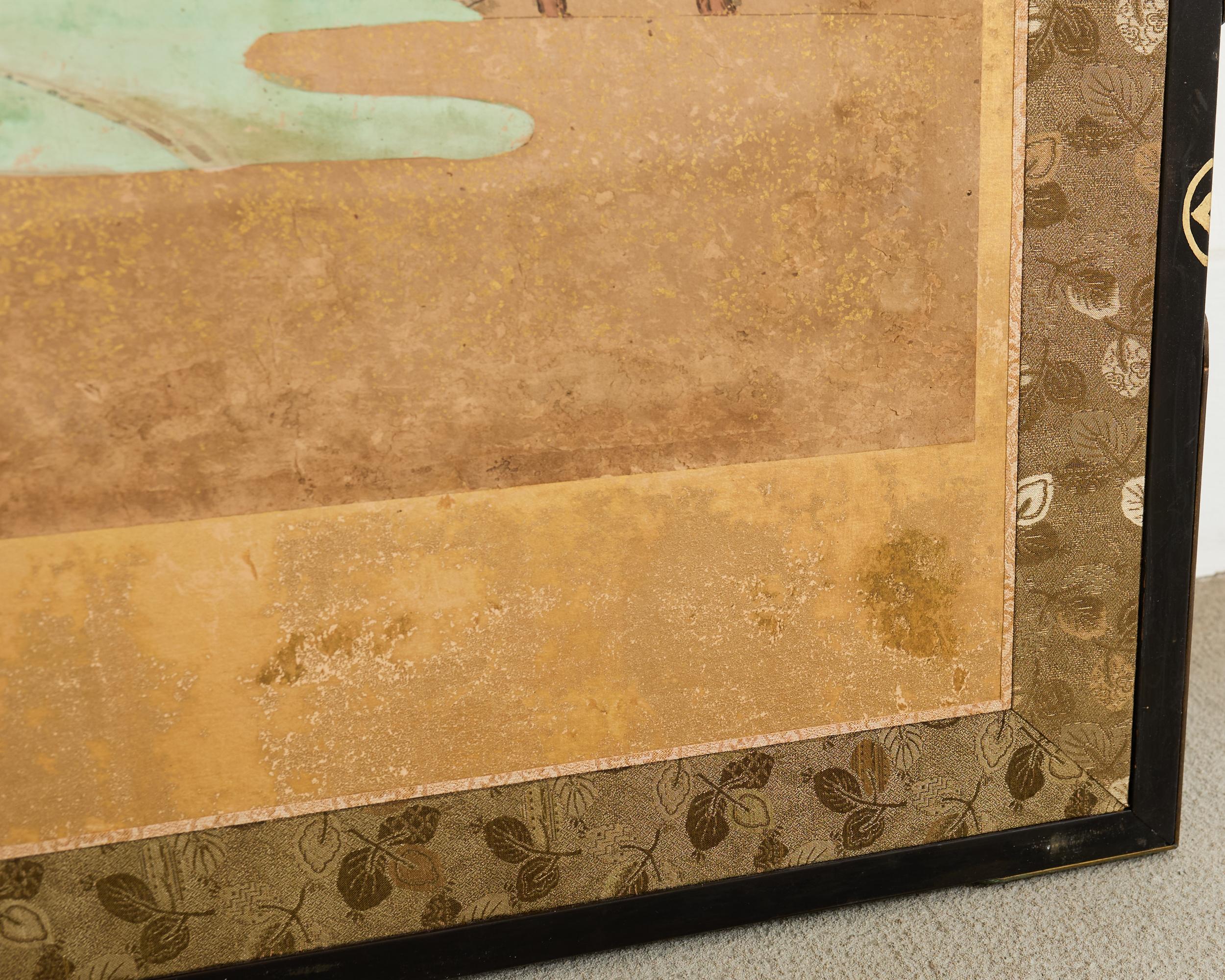 Écran japonais Edo du XIXe siècle à six panneaux Scènes de Kyoto en vente 12