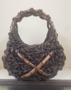 Japanischer Ikebana-Korb aus dem 19. Jahrhundert mit Henkel zum Arrangieren von Blumen