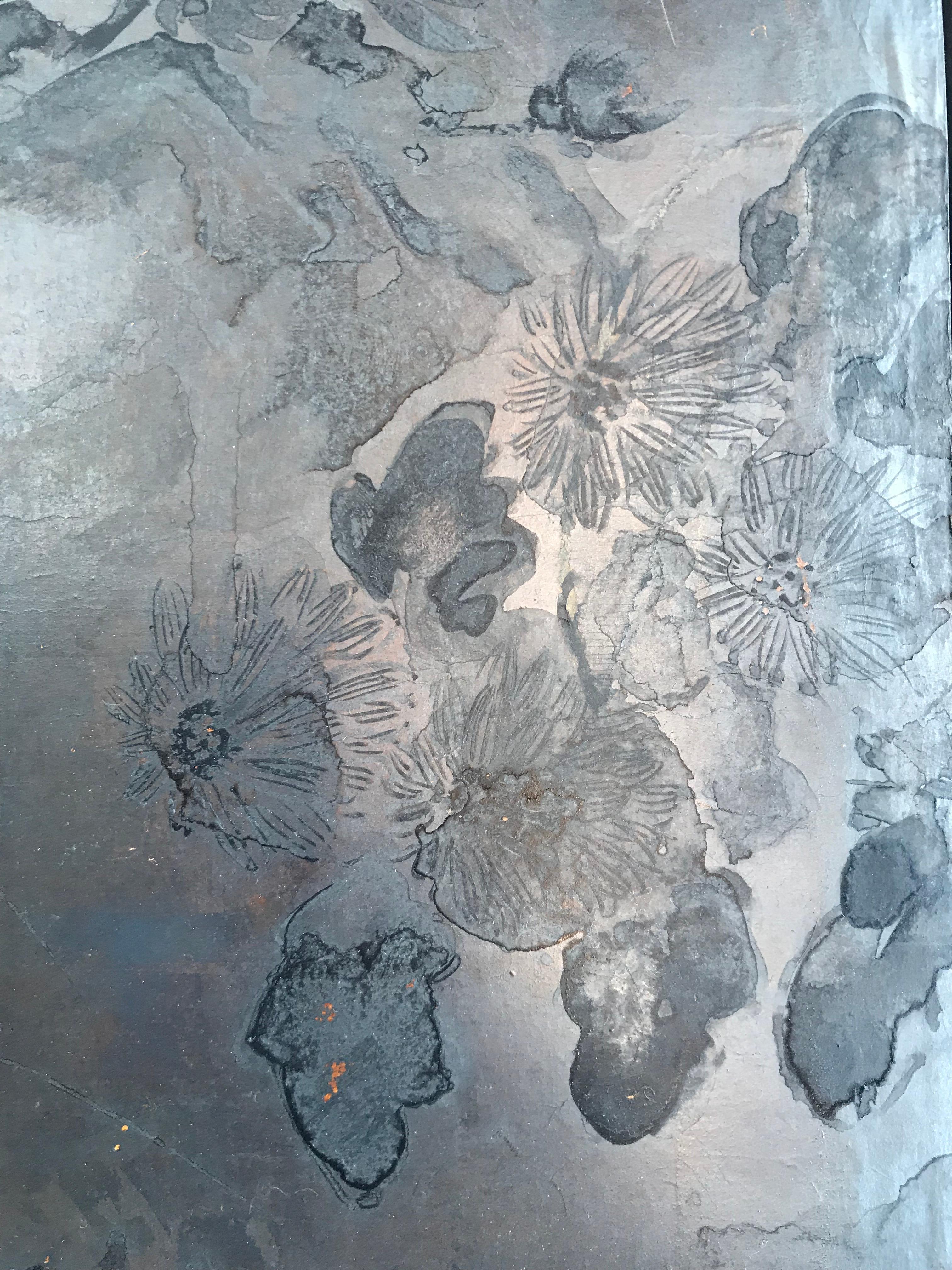 19th Century Japanese Four-Panel Silver Gilt Byobu Table or Wall Screen 11