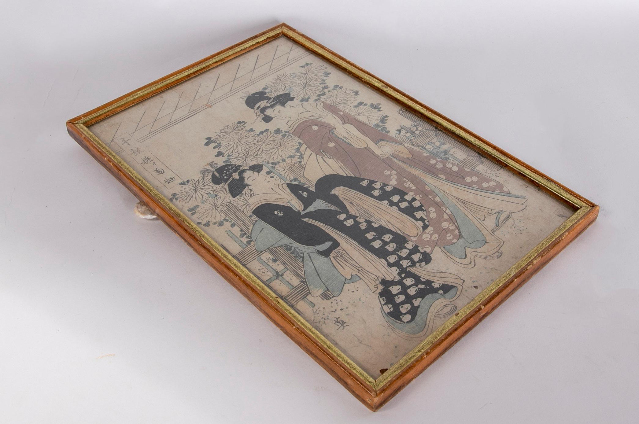 19th century Japanese framed hand painted on Silk.