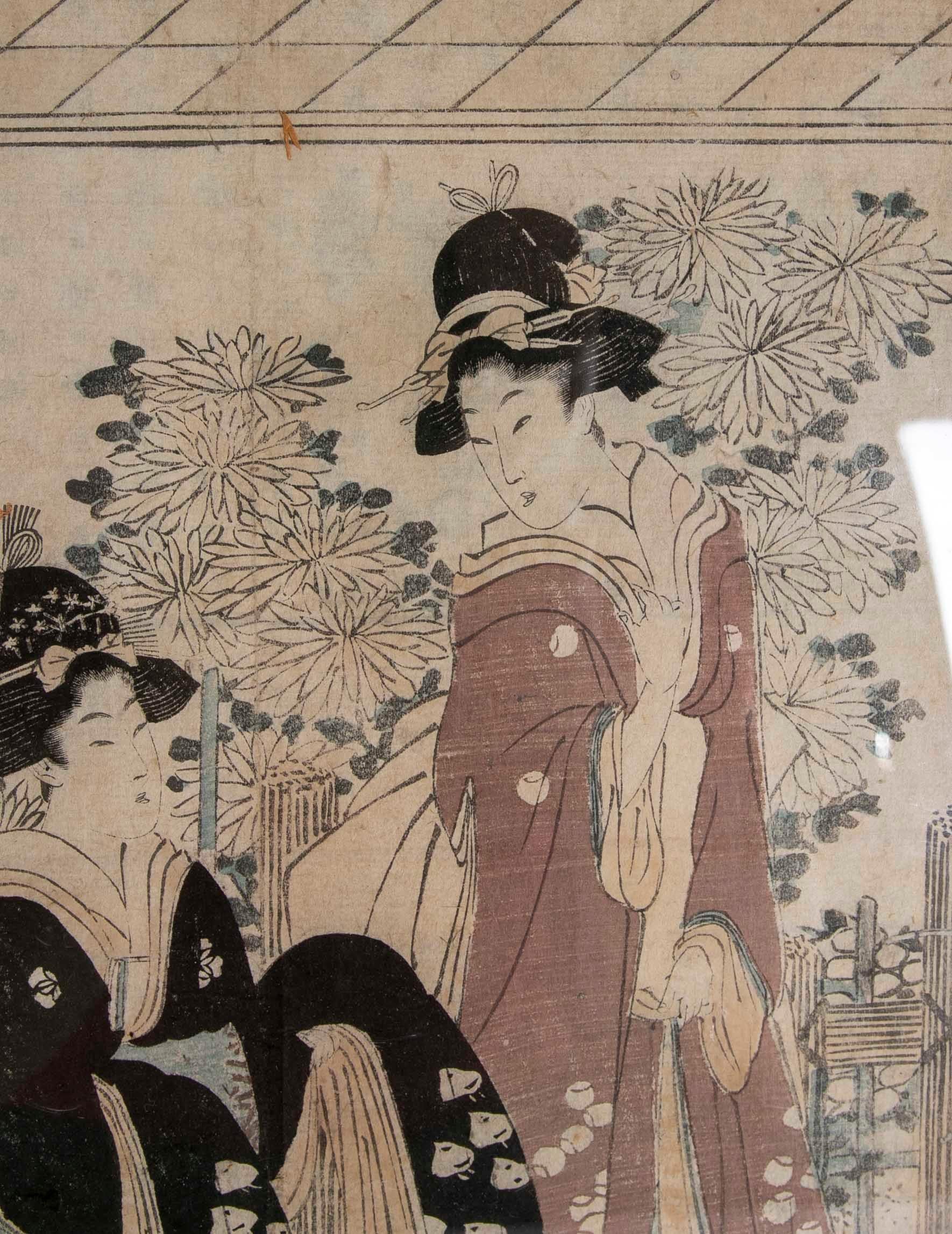 19th Century Japanese Framed Hand-Painted on Silk For Sale 1