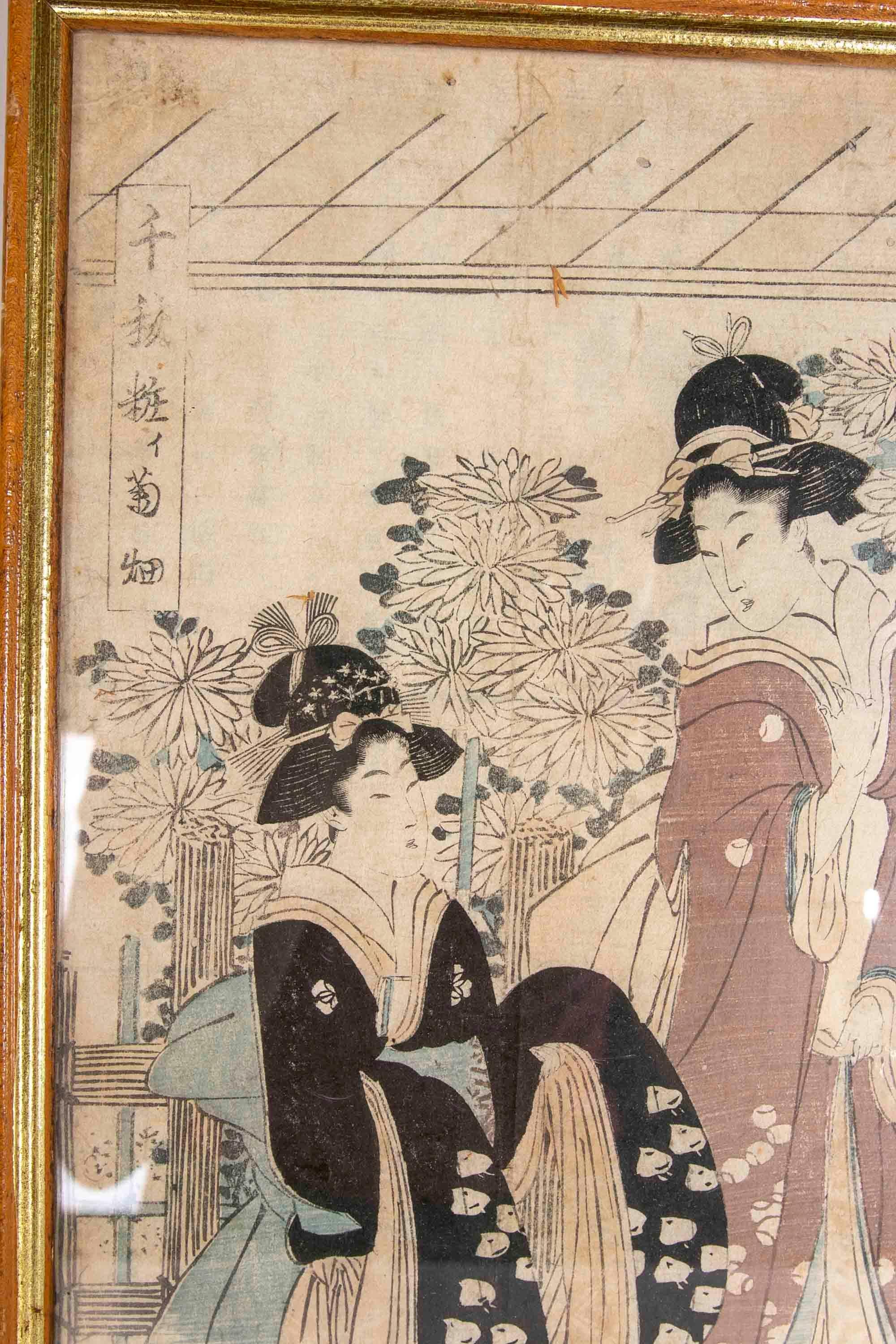 19th Century Japanese Framed Hand-Painted on Silk For Sale 2