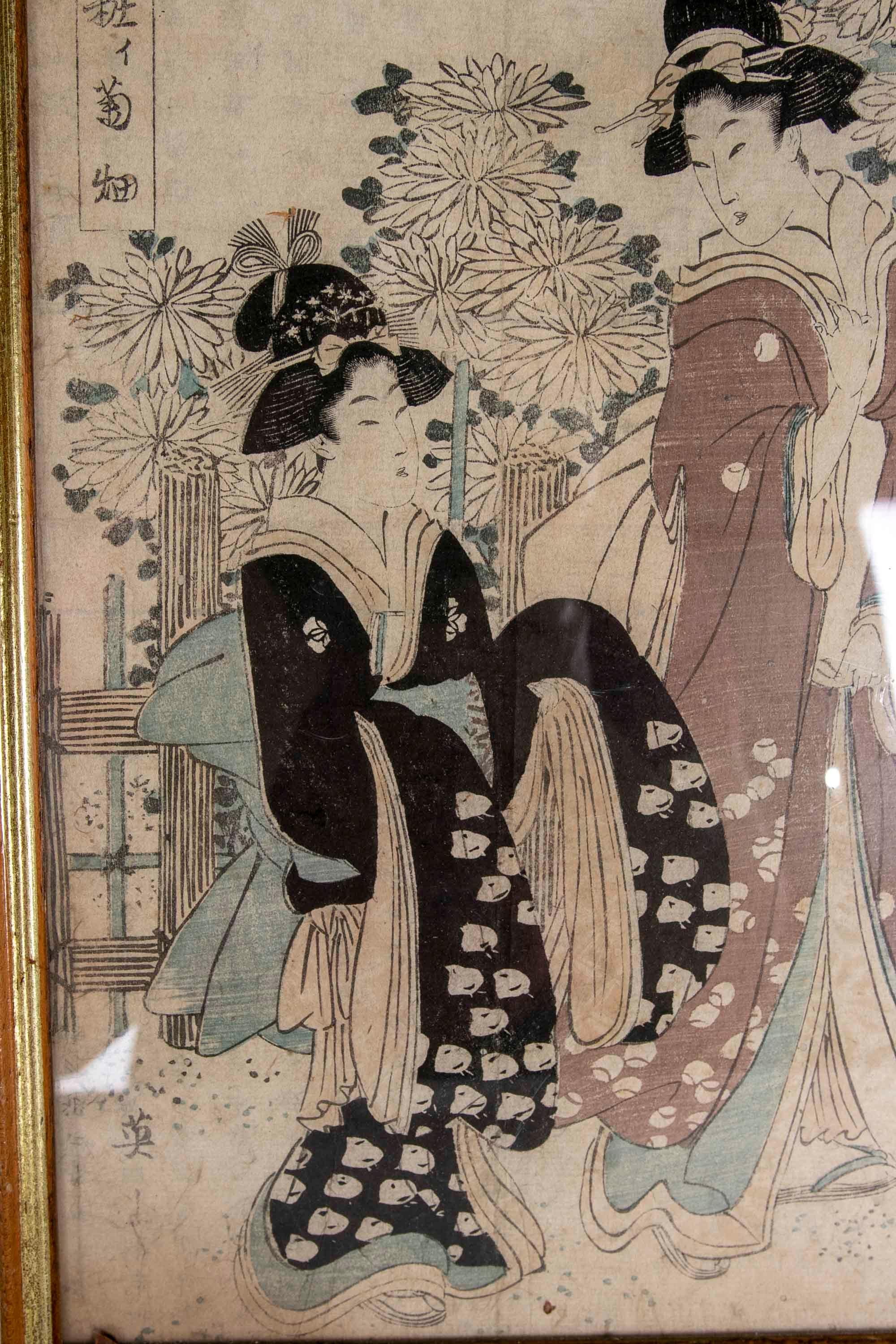 19th Century Japanese Framed Hand-Painted on Silk For Sale 3