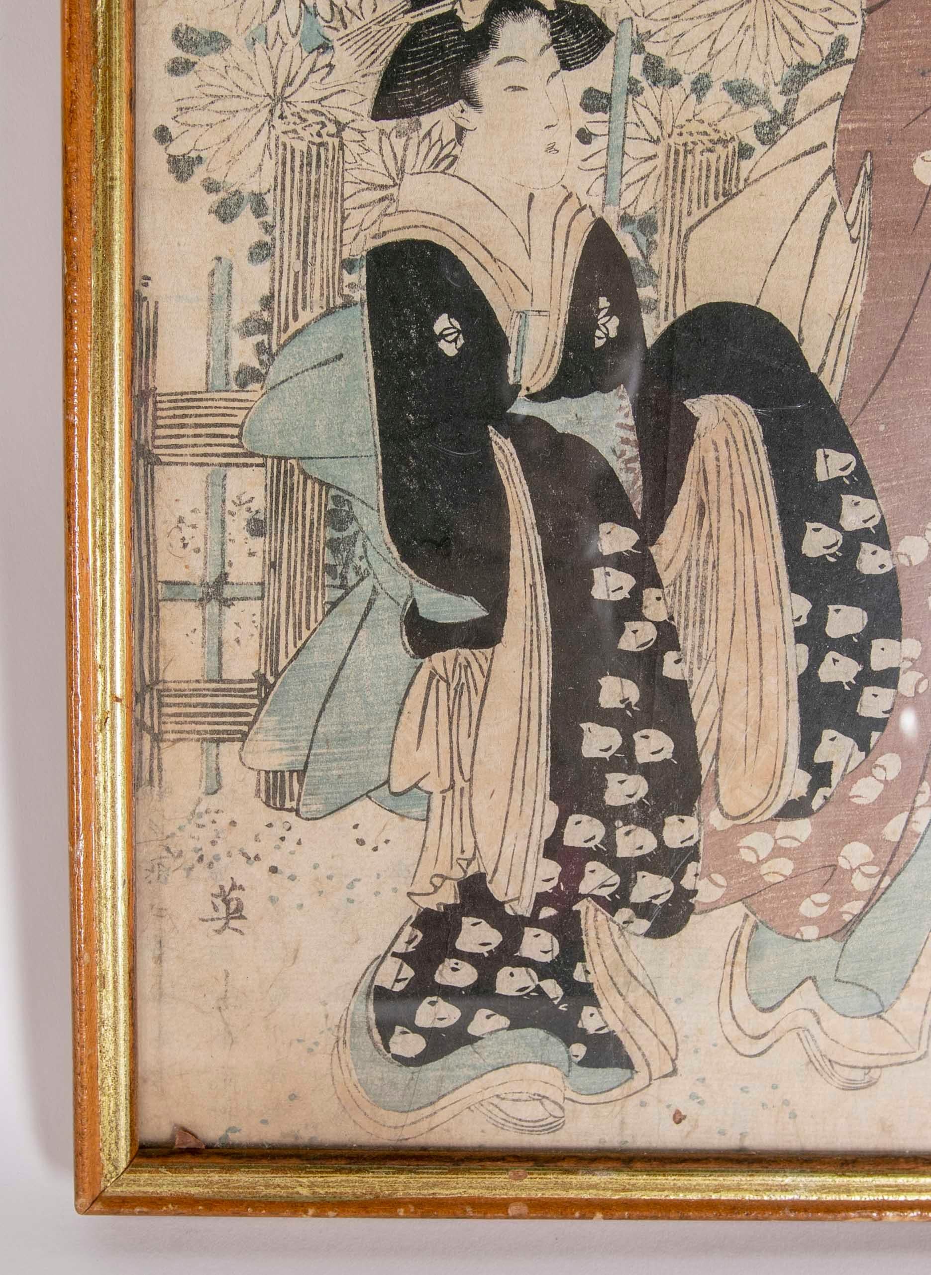 19th Century Japanese Framed Hand-Painted on Silk For Sale 4