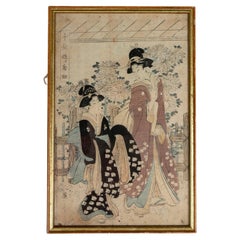 19th Century Japanese Framed Hand-Painted on Silk
