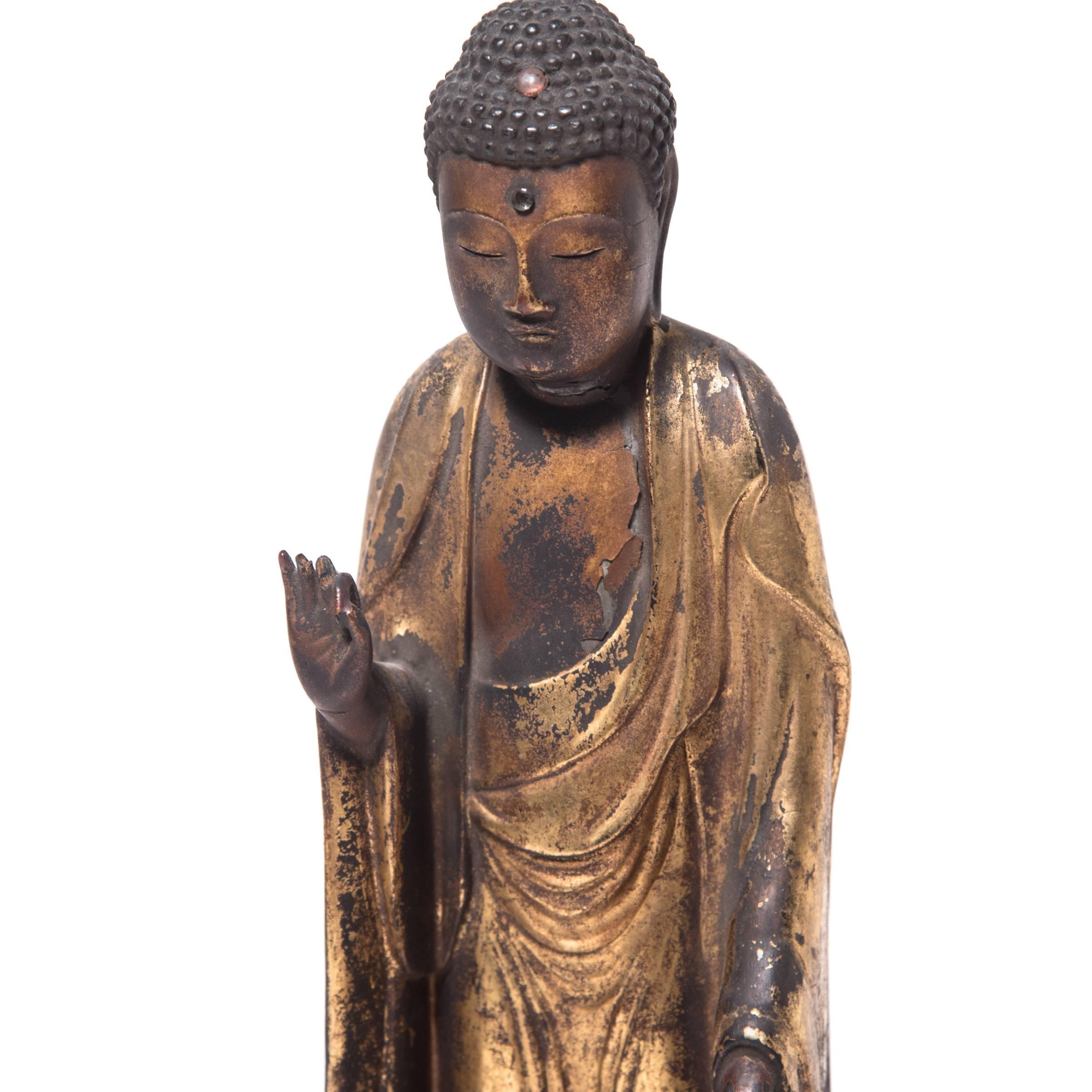 Wood 19th Century Japanese Gilt Standing Buddha