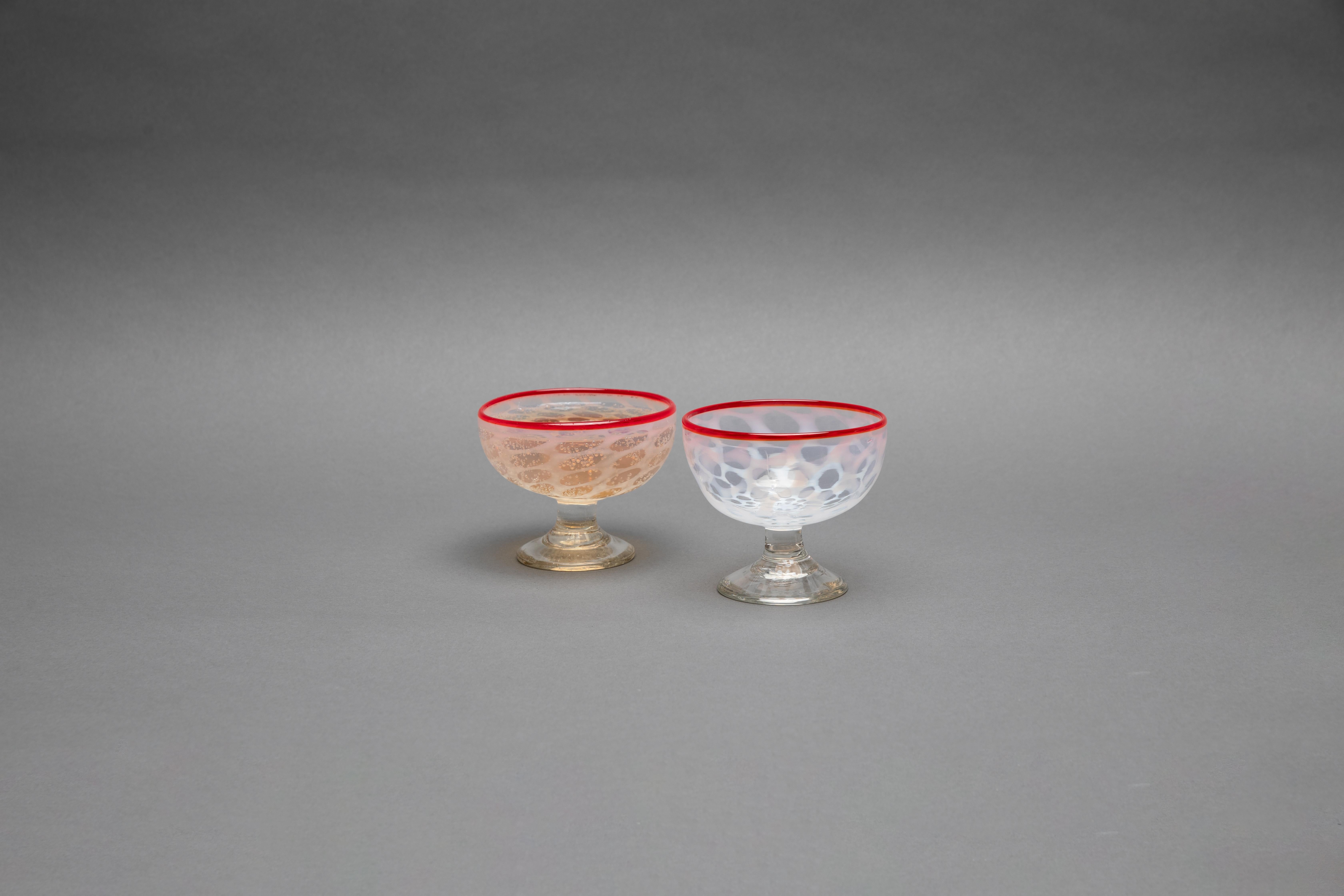 19th Century Japanese Hand Blown Glass Cups Meiji - Taisho Period Set of 5 For Sale 2
