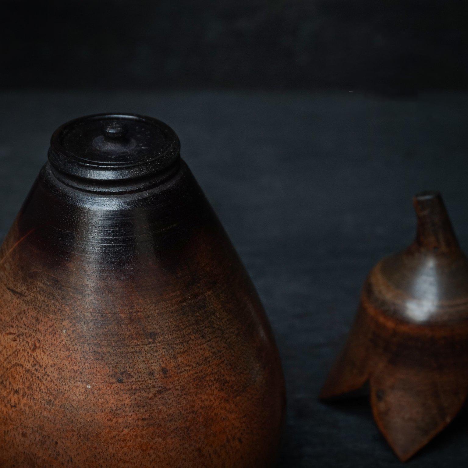 English 19th Century Japanese Hardwood Eggplant or Aubergine Tea Caddy