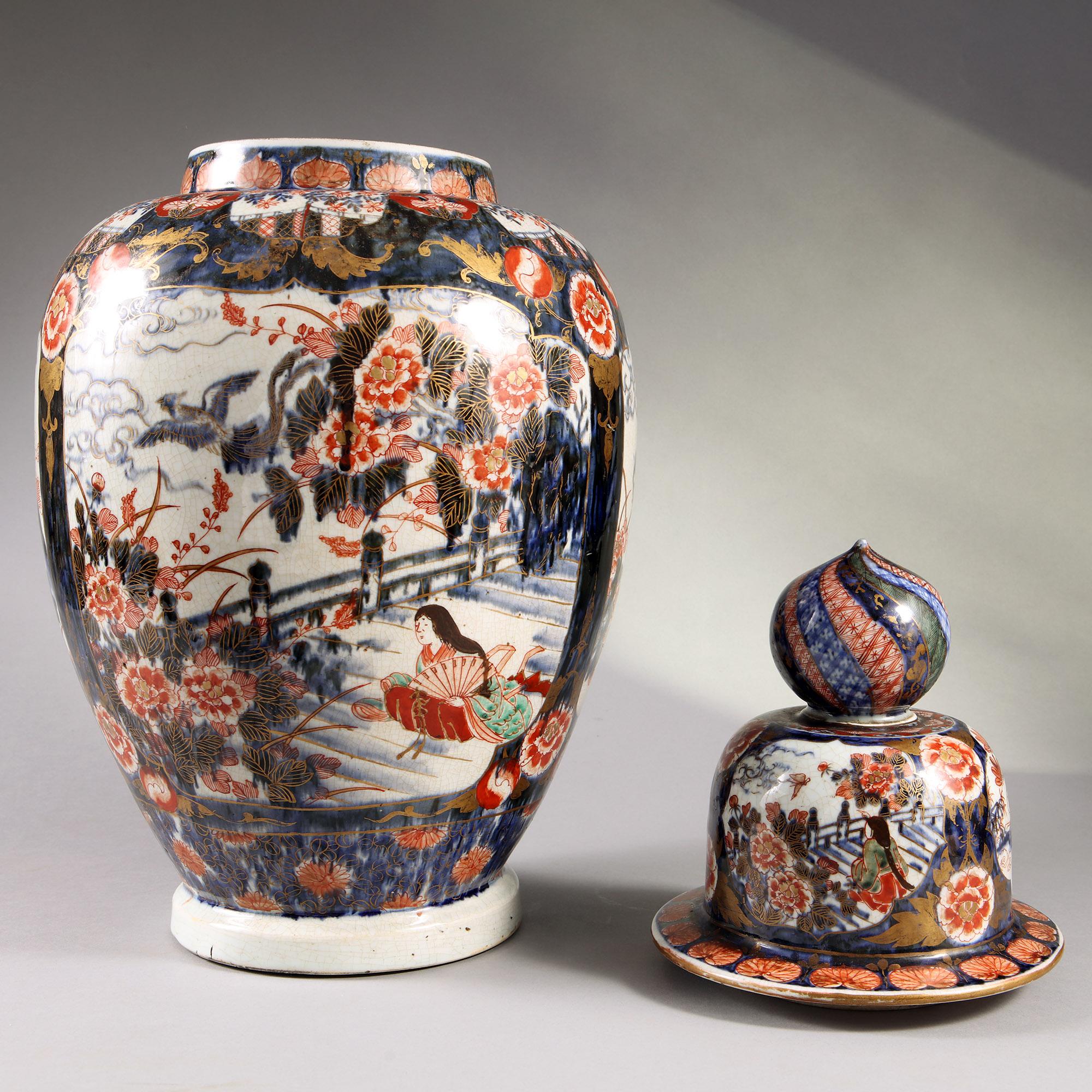 XIXe siècle Vase et couvercle en porcelaine Imari japonaise du 19ème siècle  en vente