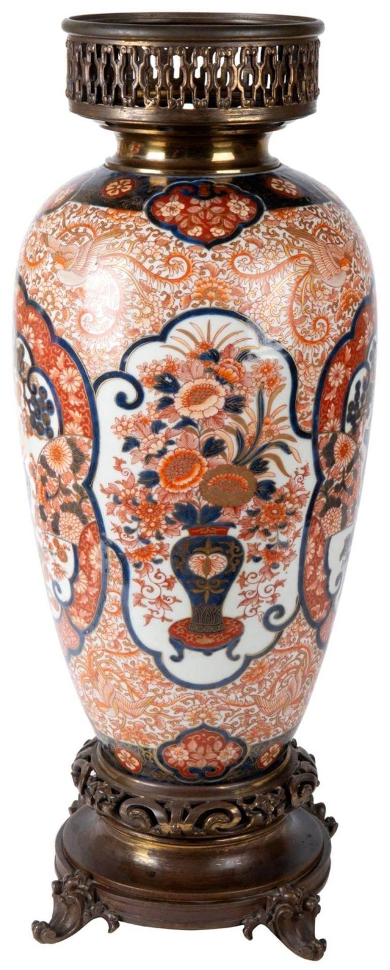 Hand-Painted 19th Century Japanese Imari Vase or Lamp For Sale