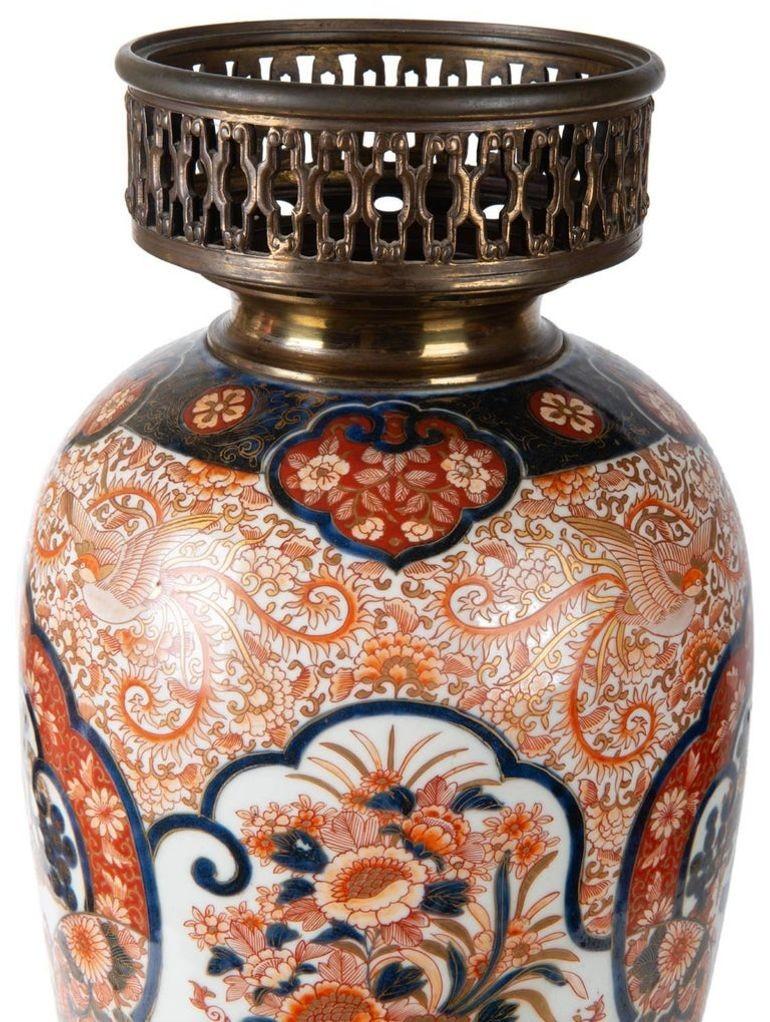 Bronze 19th Century Japanese Imari Vase or Lamp For Sale