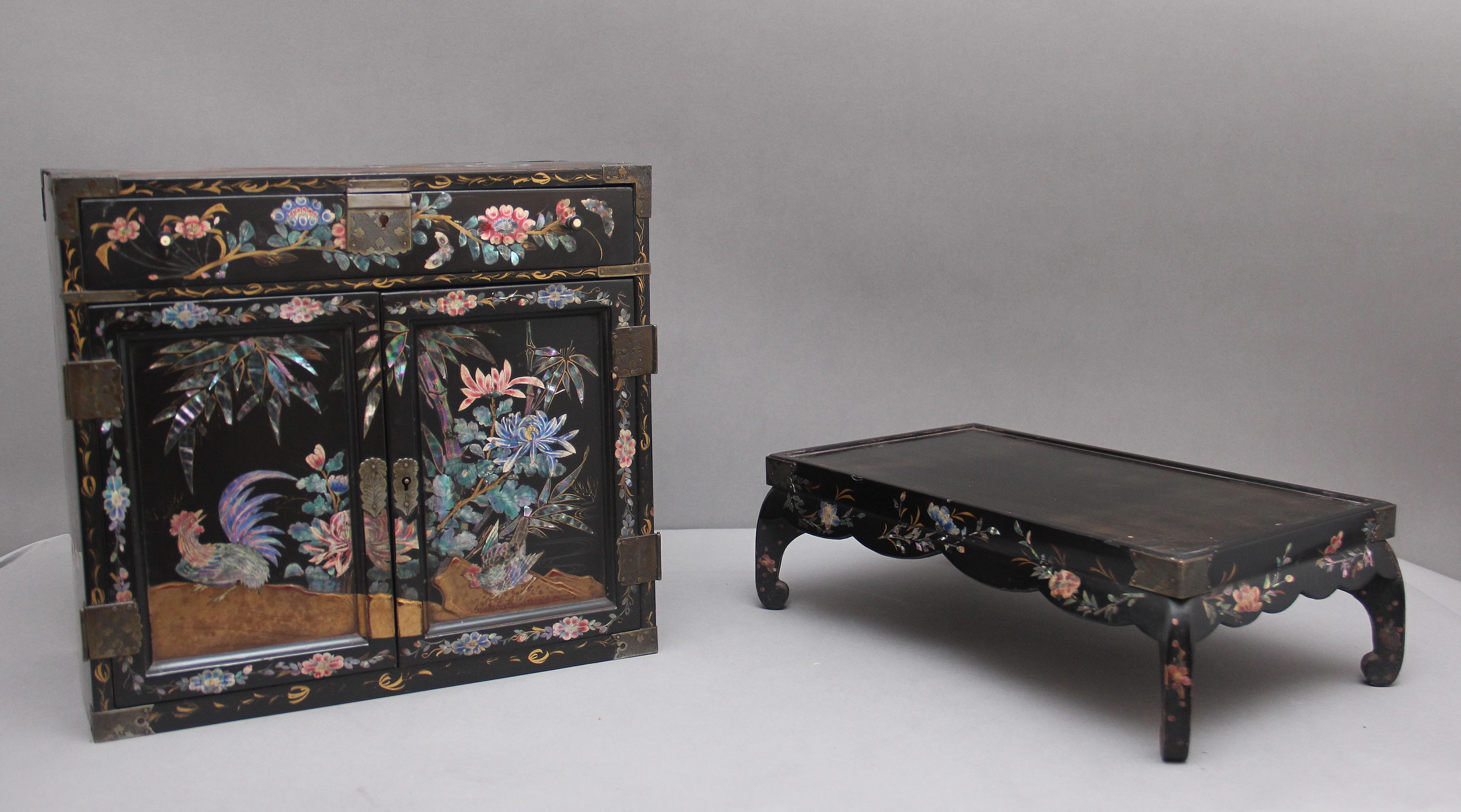 19th Century Japanese Inlaid Table Top Cabinet on Stand 4