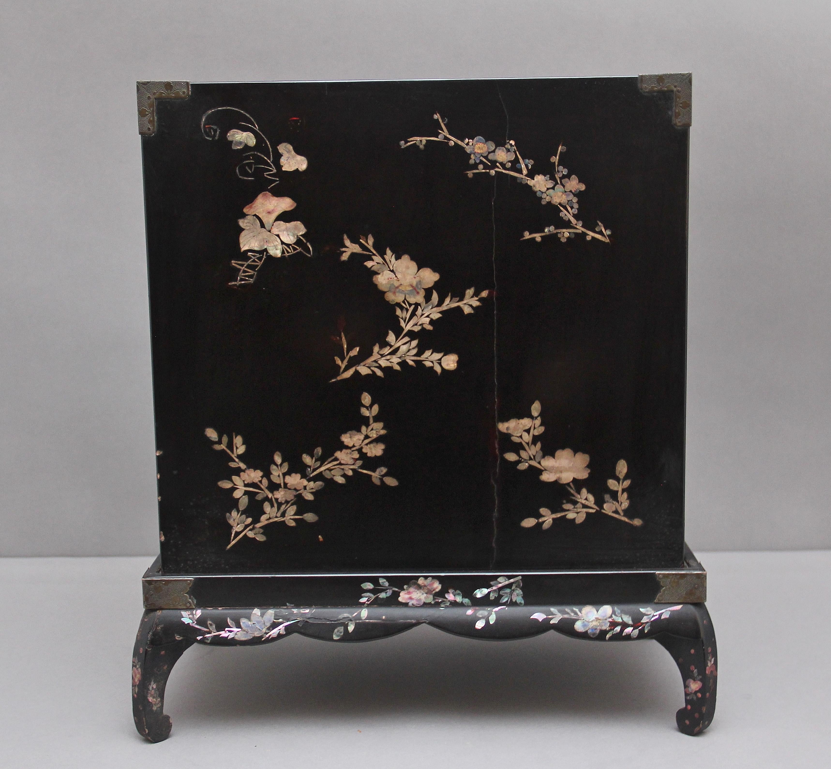 19th Century Japanese Inlaid Table Top Cabinet on Stand 1
