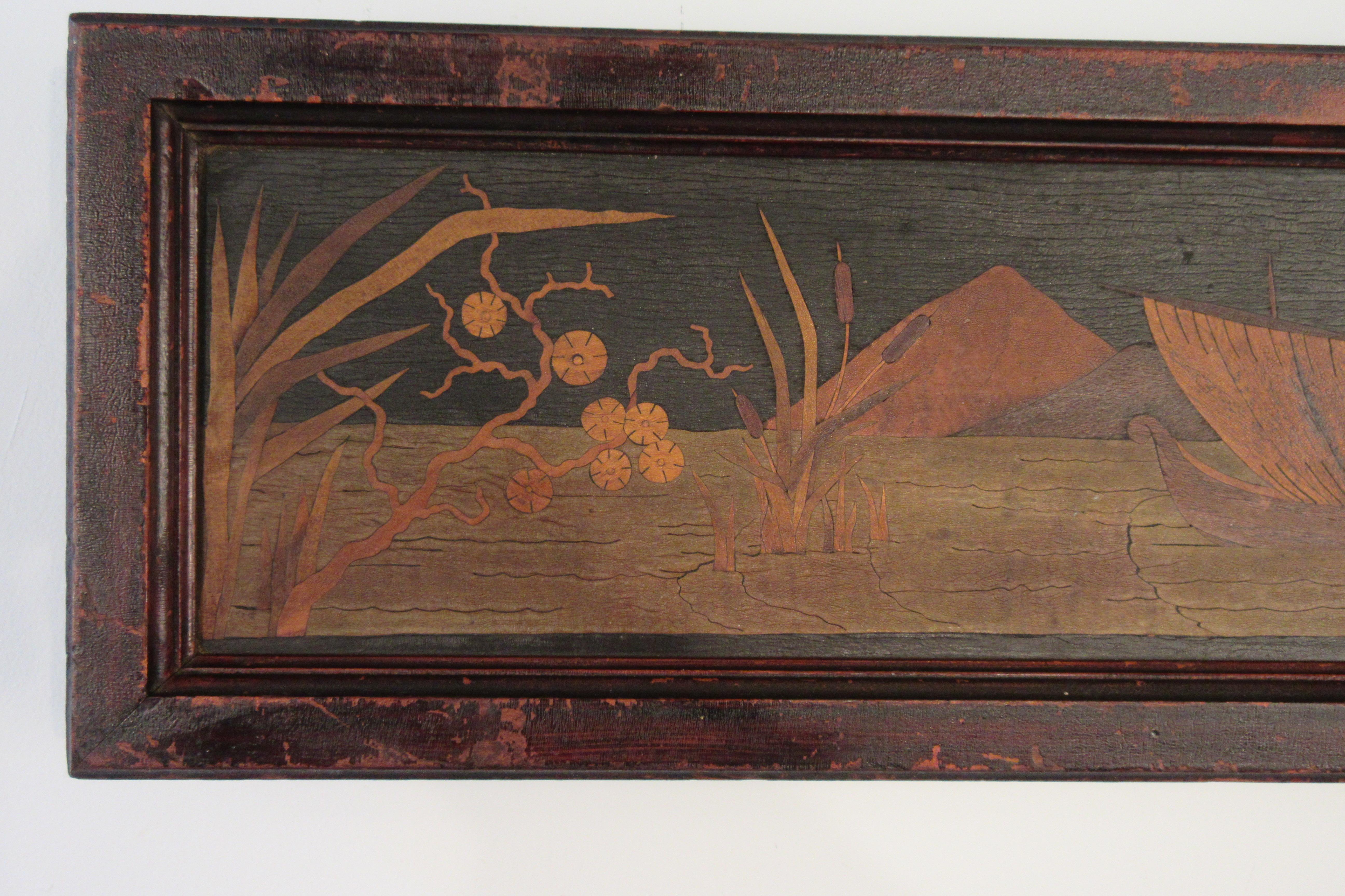 19th Century Japanese Inlaid Wood Plaque In Good Condition In Tarrytown, NY