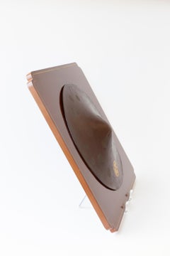 19th Century Japanese Jingasa (Soldier's Battle Hat) on Lacquer Display panel