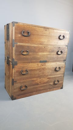 19th Century Japanese Kiri Wood Tansu Chest