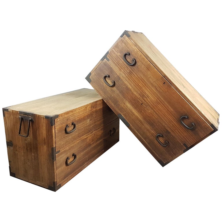 19th Century Japanese Kiri Wood Tansu Chest For Sale at 1stDibs