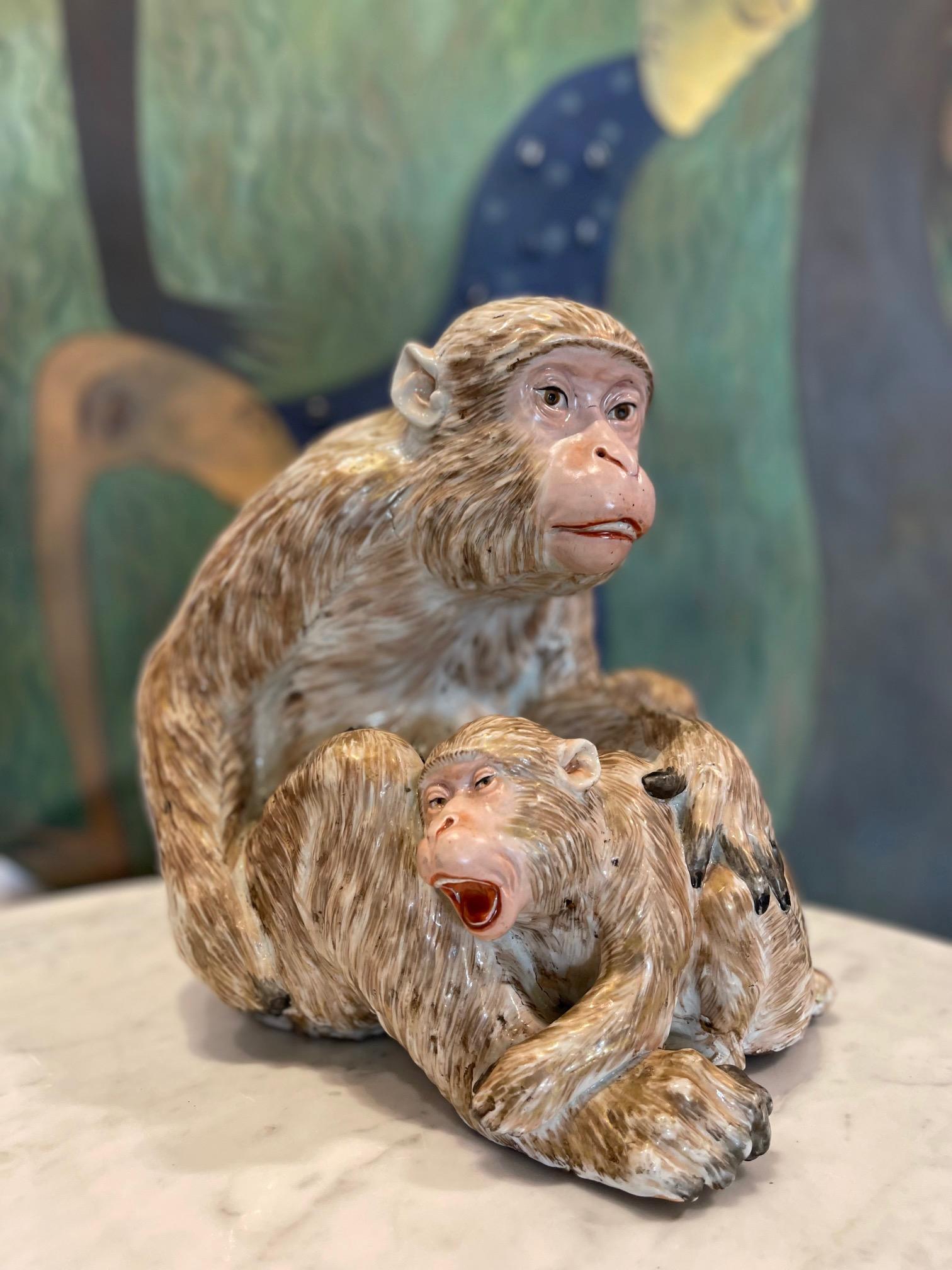 Japanisches Kutani-Porzellan des 19. Jahrhunderts, Mutter, Affen und Sohn 7