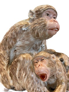 19th Century Japanese Kutani Porcelain Mother Monkey and Son