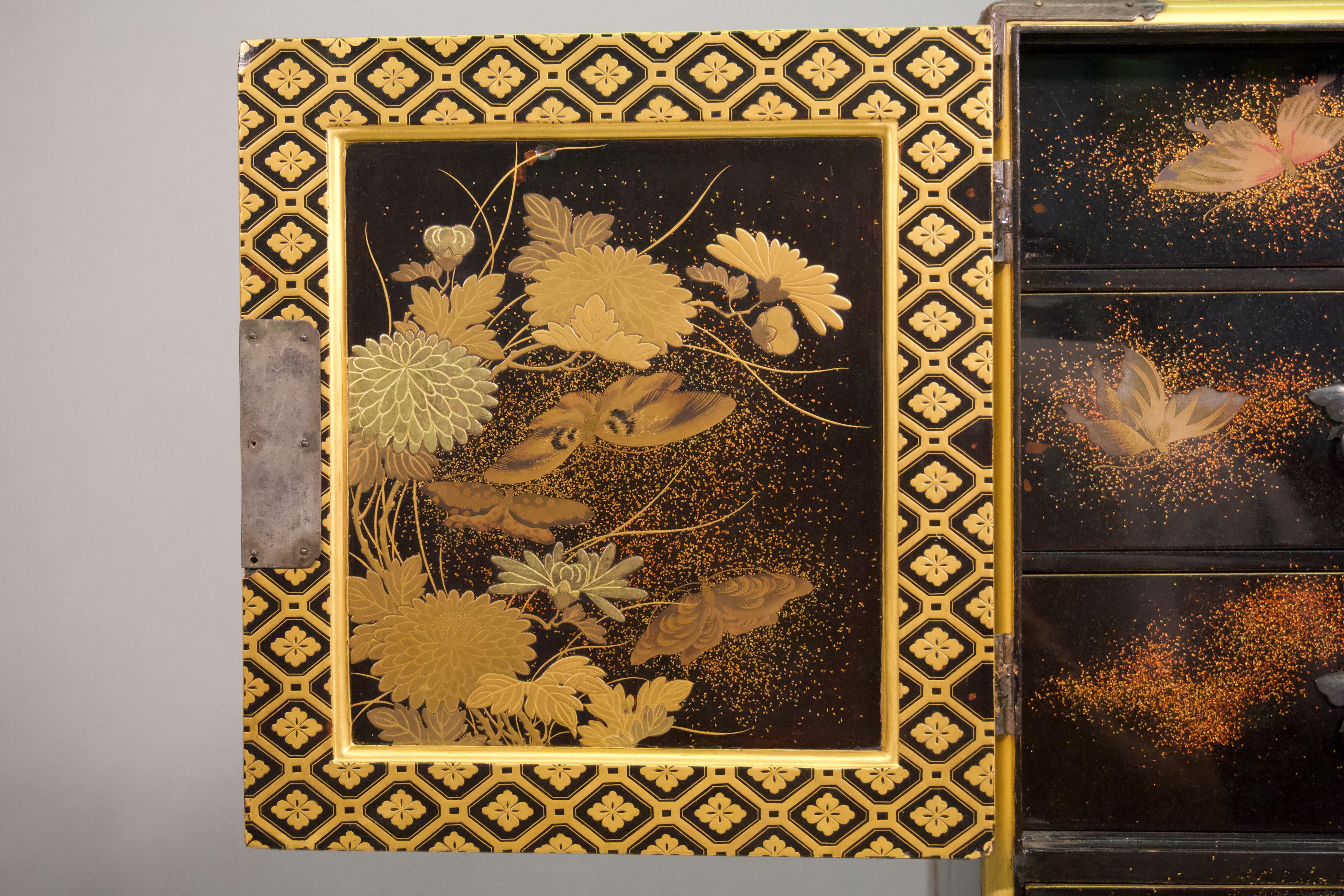 Gilt 19th Century Japanese Lacquer Miniature Cabinet