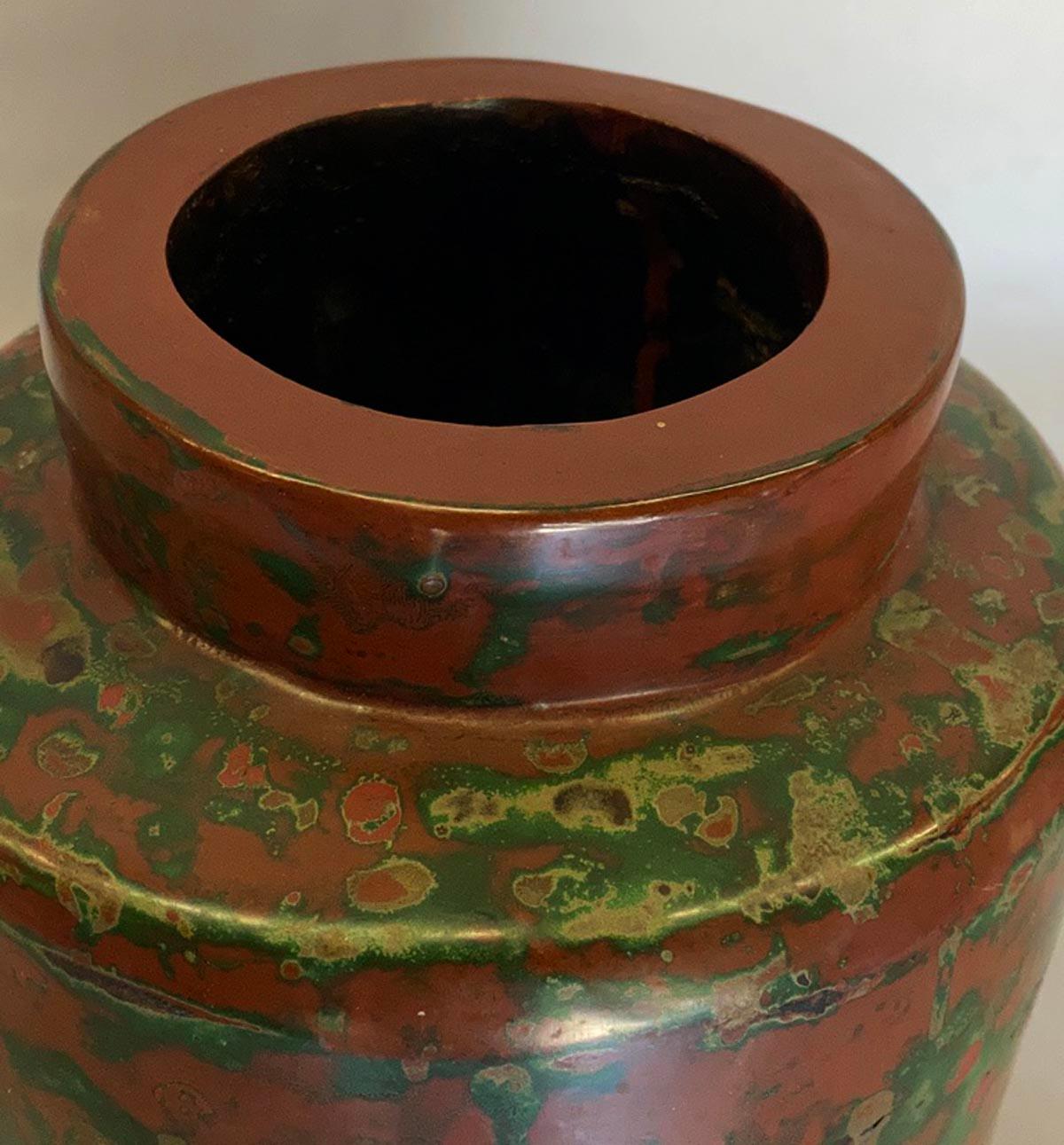 Taisho/Early Showa Japanese Lacquered Bronze Vase 4