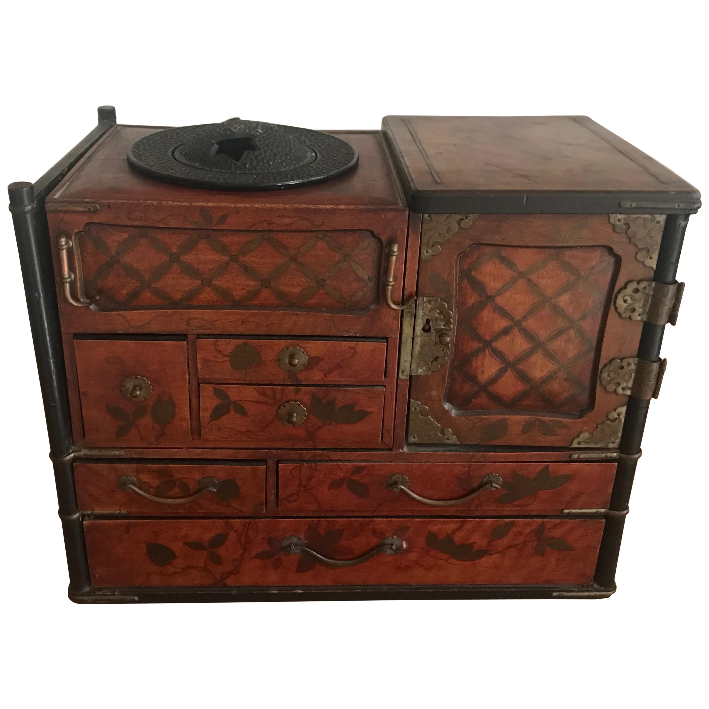19th Century Japanese Lacquered Smoking Box /Tansu for Opium For Sale