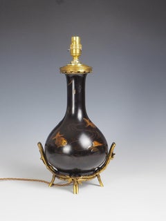 19th Century Japanese Laquered Porcelain Table Lamp