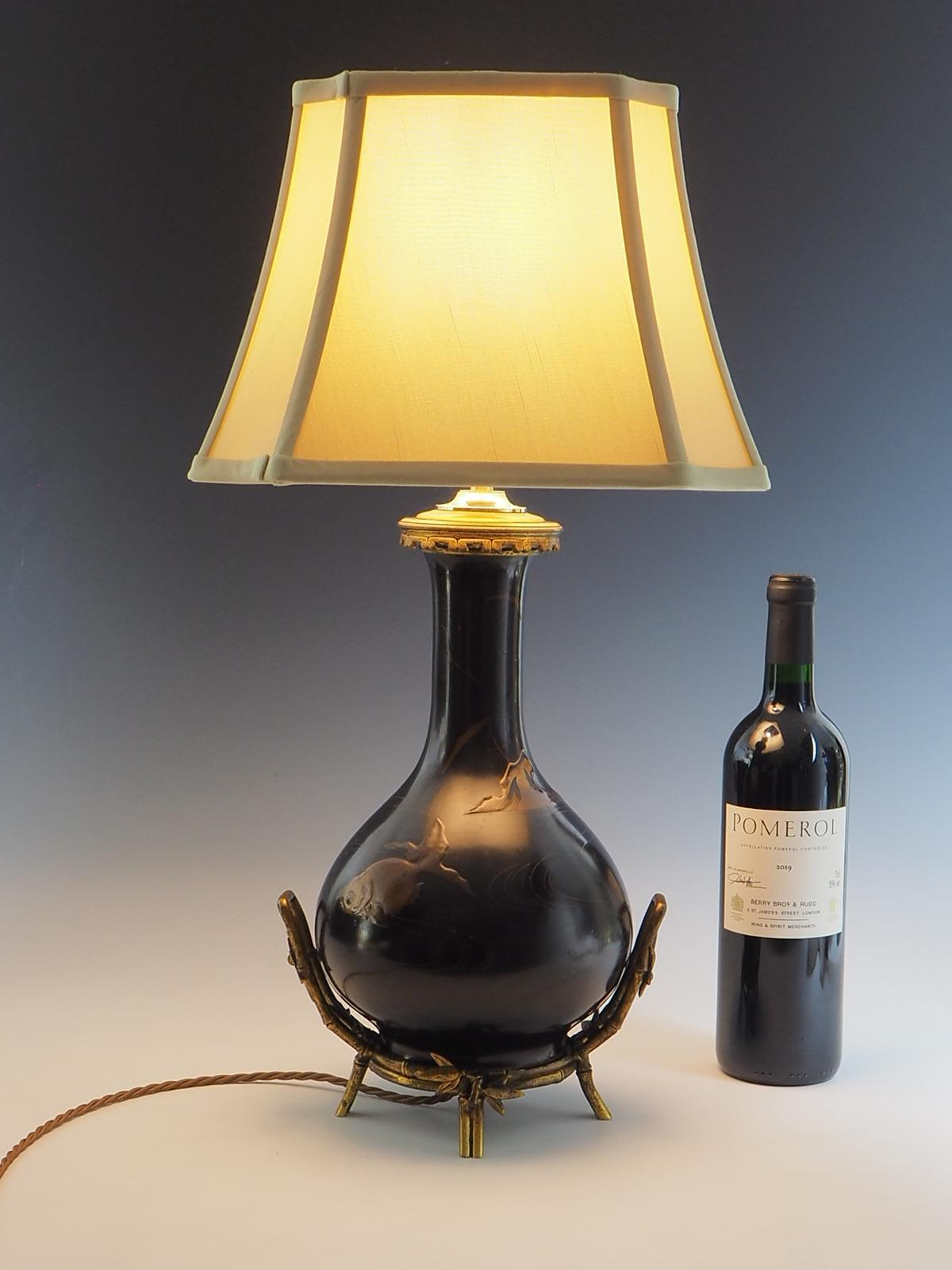 19th Century Japanese Laquered Porcelain Table Lamp For Sale 1